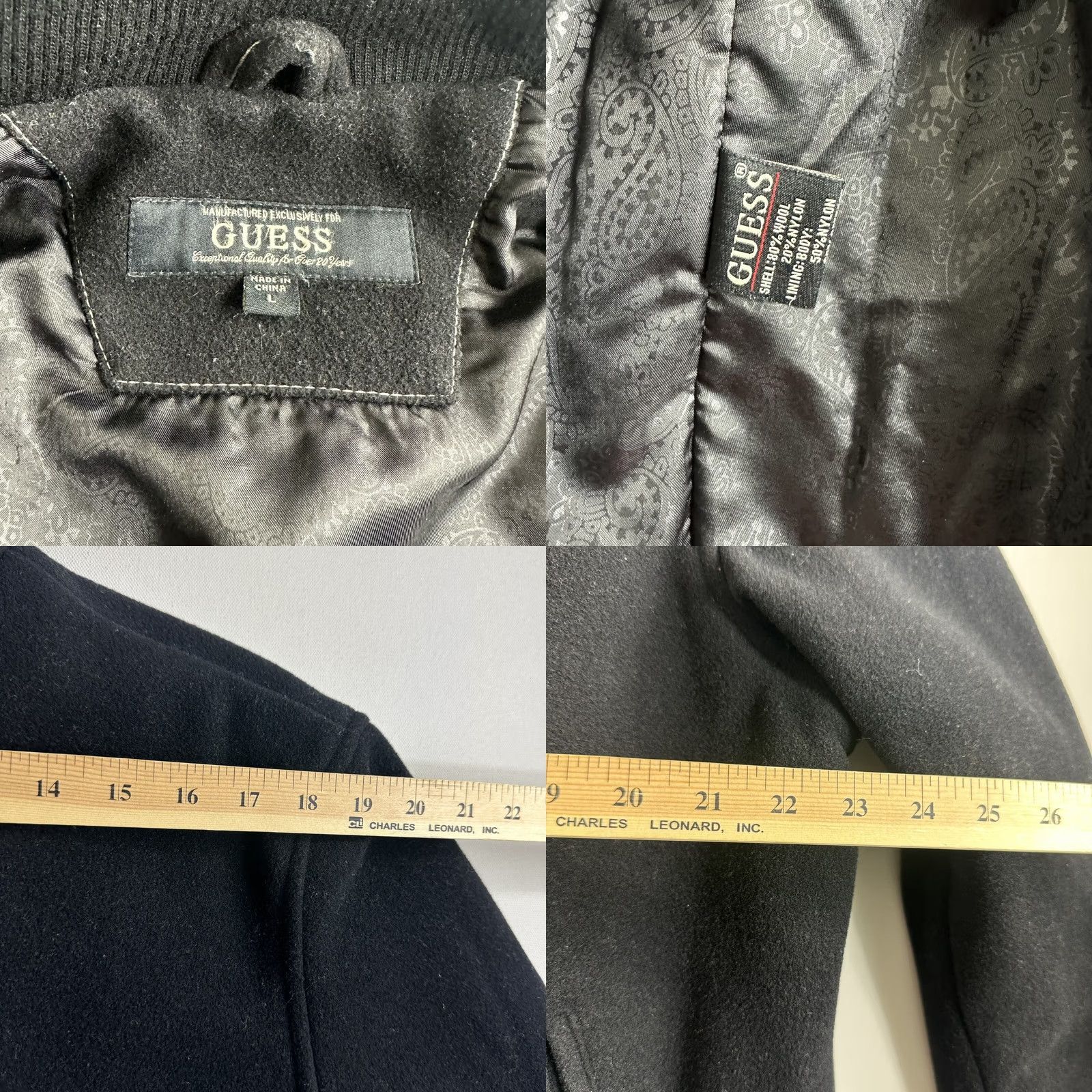 Guess GUESS Coat Jacket Wool Blend Lined Full Zip Pockets Black Mens Size Large Heavy Size US L / EU 52-54 / 3 - 8 Thumbnail