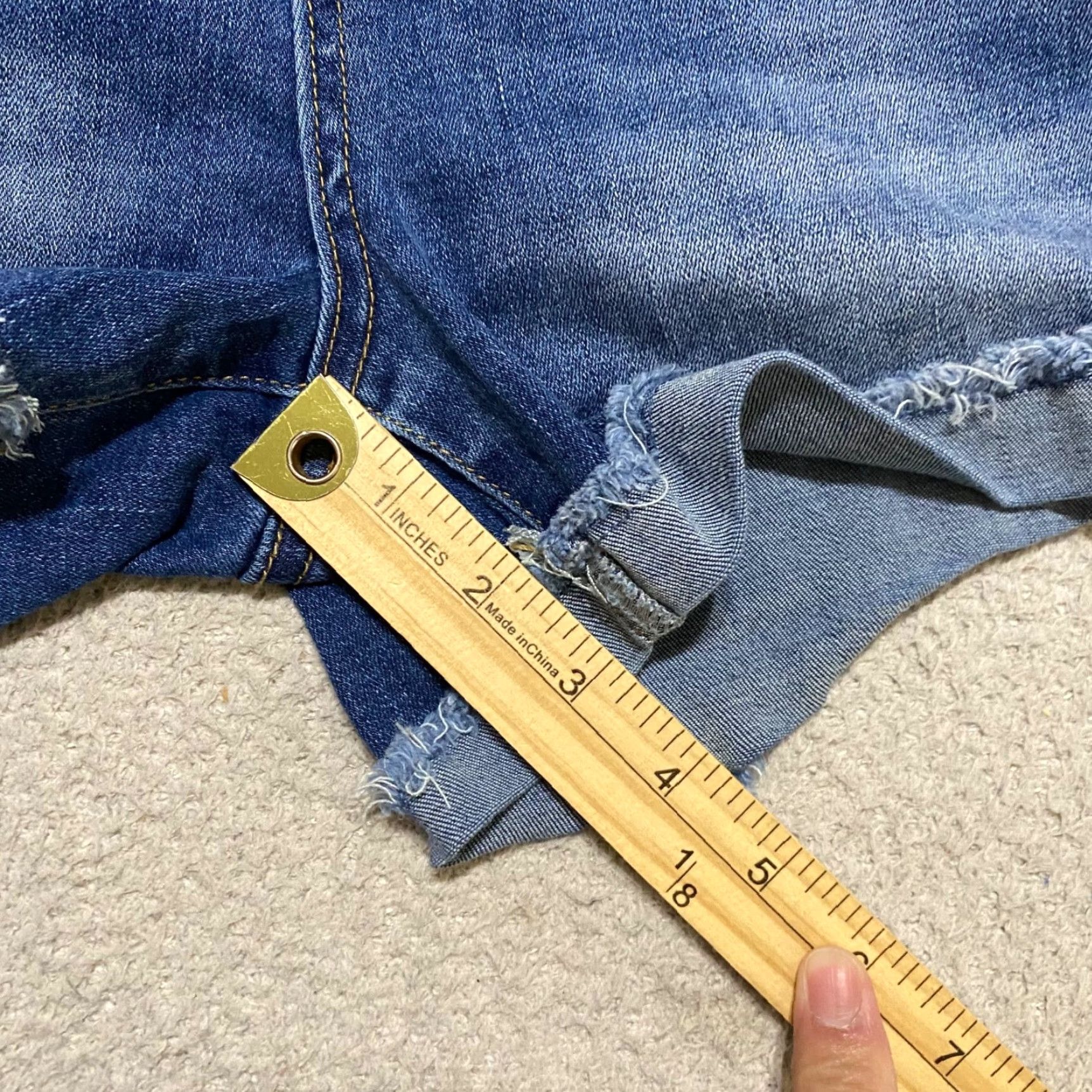 Denime Judy Blue Womens 27 Jeans Shorts Blue Denim Mid Rise Inseam 3" Distressed Casual Summer Everyday Regular Women Size 27" / US 4 / IT 40 - 6 Thumbnail