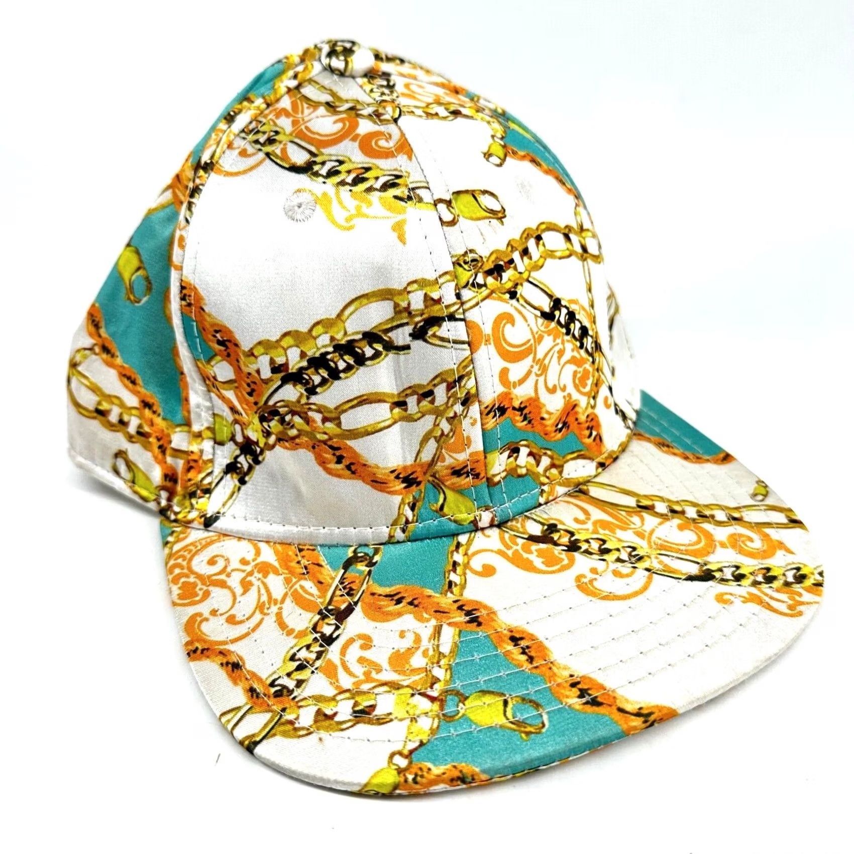 Vintage Chuck Originals Chains Hat Snapback Adjustable Cap Flat Bill Men One Size White Polyester Gold Chains Casual, Summer, Fall, Spring Size ONE SIZE - 2 Thumbnail
