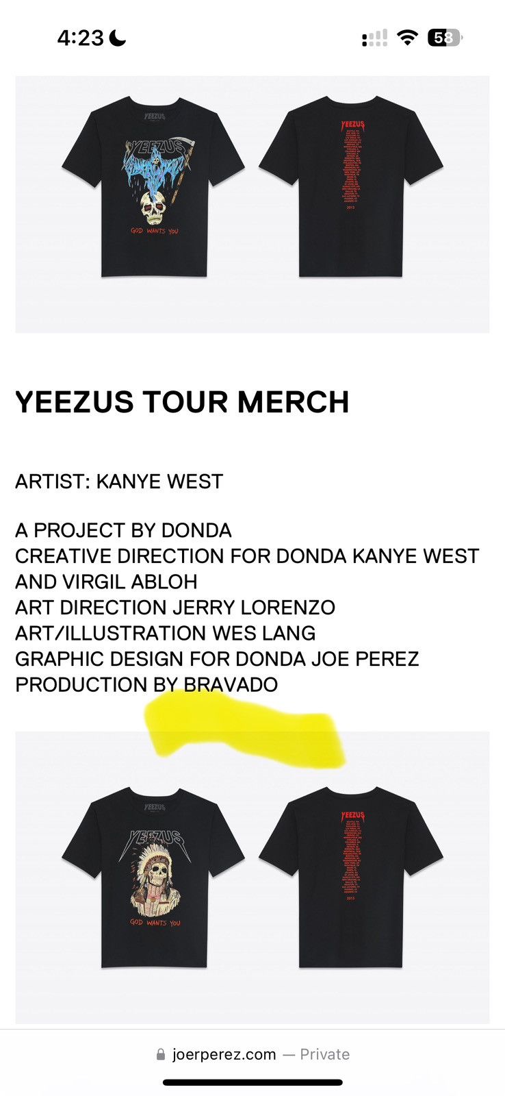 Kanye West YEEZUS TOUR MERCH ( Authentic & New ) Size US XXL / EU 58 / 5 - 11 Thumbnail