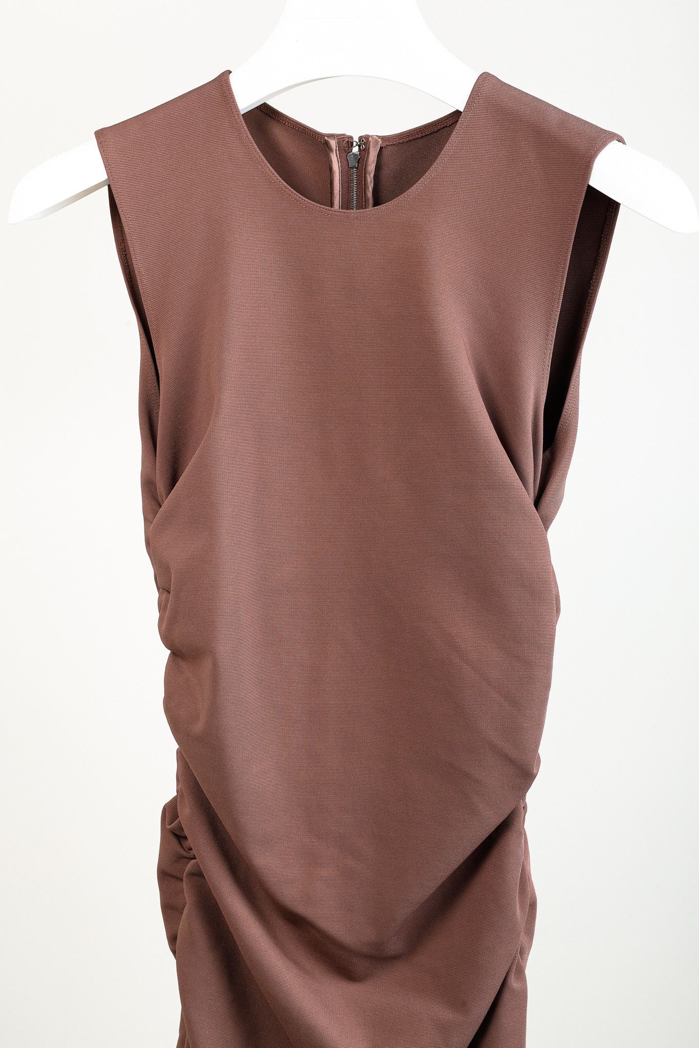 Dolce & Gabbana Dolce & Gabbana Brown Ruched Sleeveless Midi Dress Size M / US 6-8 / IT 42-44 - 4 Thumbnail