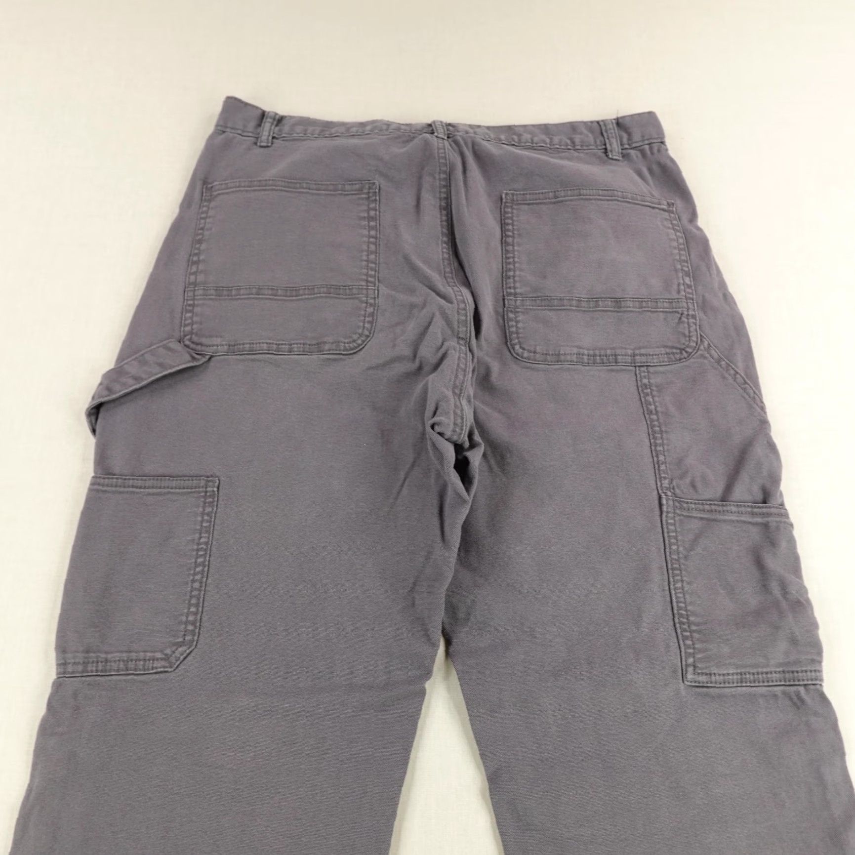 VINTAGE No Boundaries Carpenter Work Pants Mens 36x30 Gray Utility Double Knee Casual Y2K