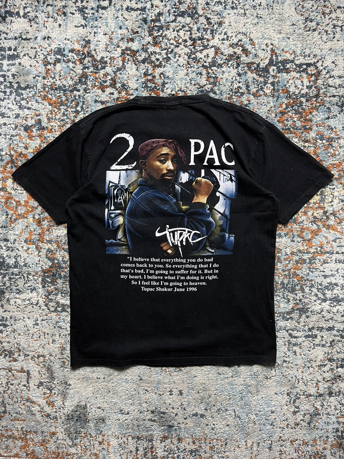 Rap Tees × Vintage Vintage 00s 2pac quote graphic rap tee worn to perfection Size US XL / EU 56 / 4 - 2 Thumbnail