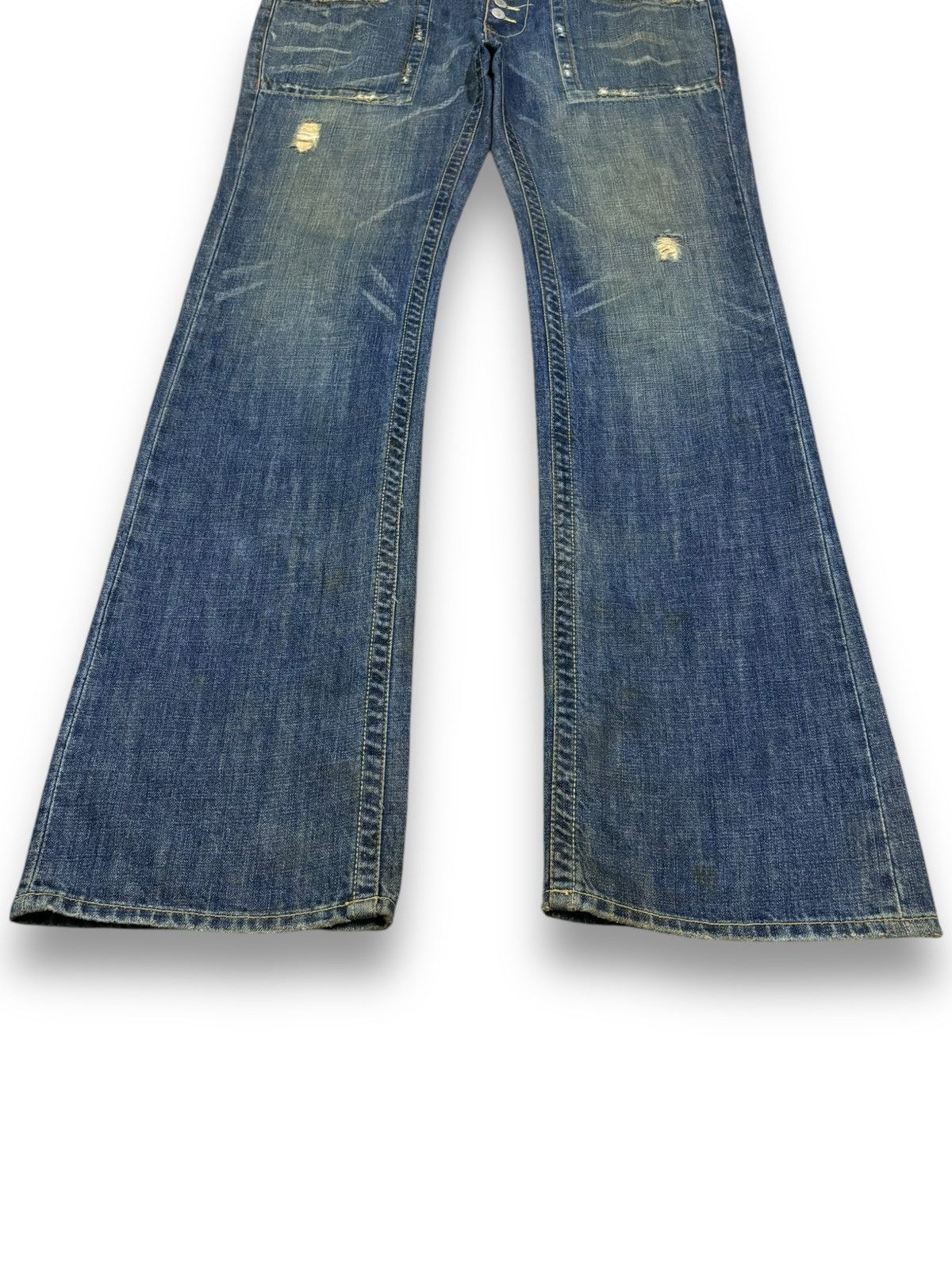 If Six Was Nine Vintage Vanquish Mud Wash Flare Distressed Grunge Jeans Size US 33 - 8 Thumbnail
