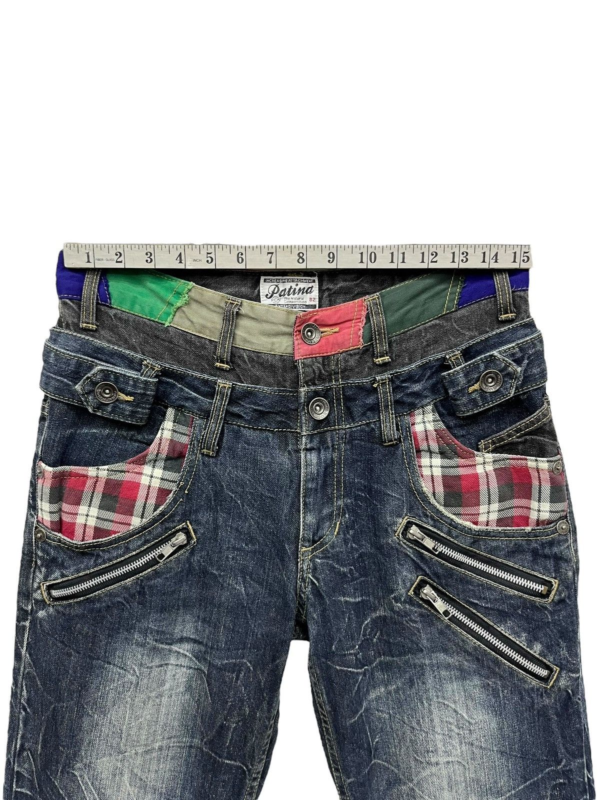 Japanese Brand 🔥PATINA Punk Tartan Double Waist Bondage Zippers Denim Size US 30 / EU 46 - 13 Thumbnail