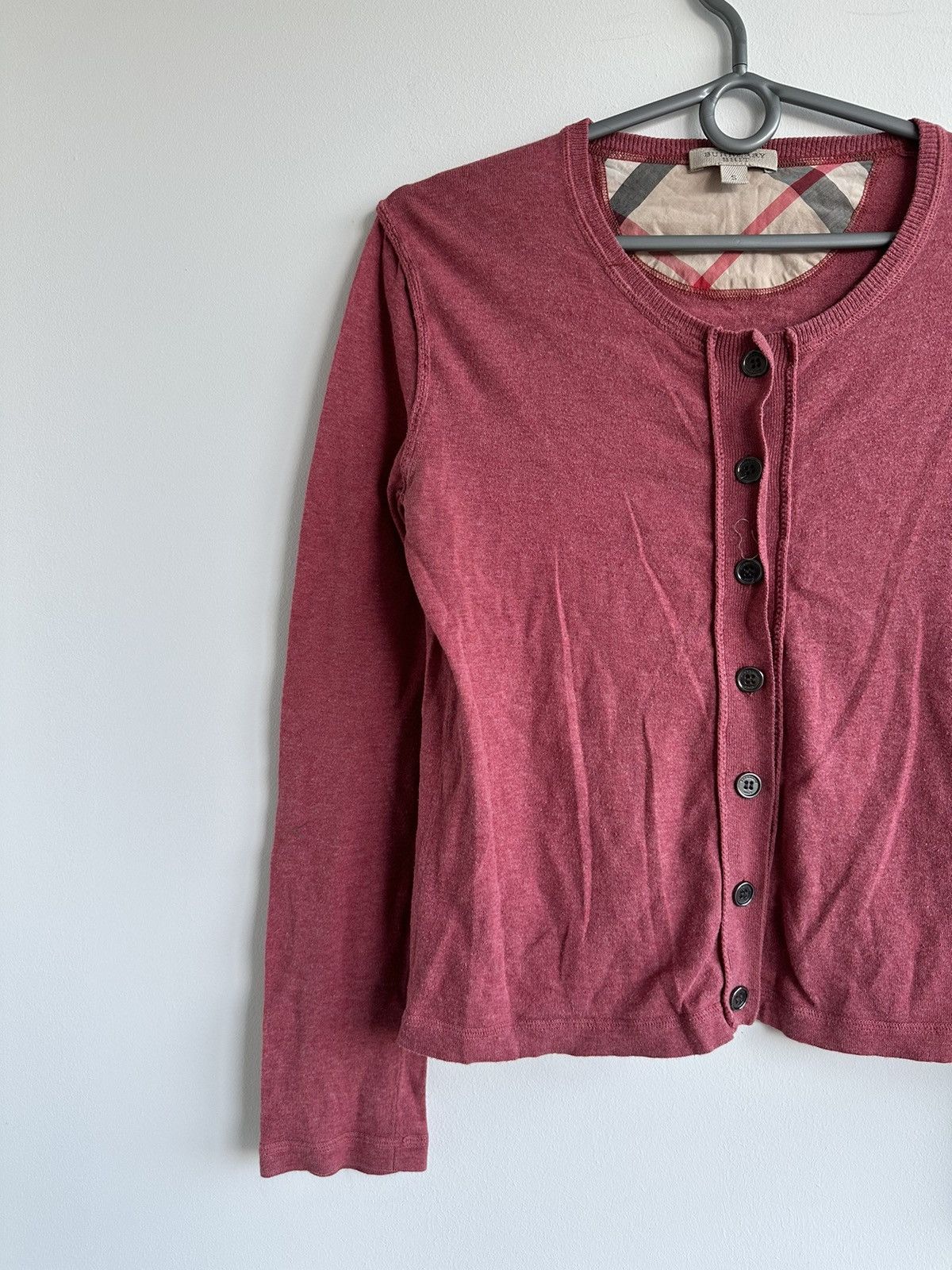 Burberry Burberry Brit Nova Check Neck Red Cardigan Long Sleeve Small Size S / US 4 / IT 40 - 3 Thumbnail