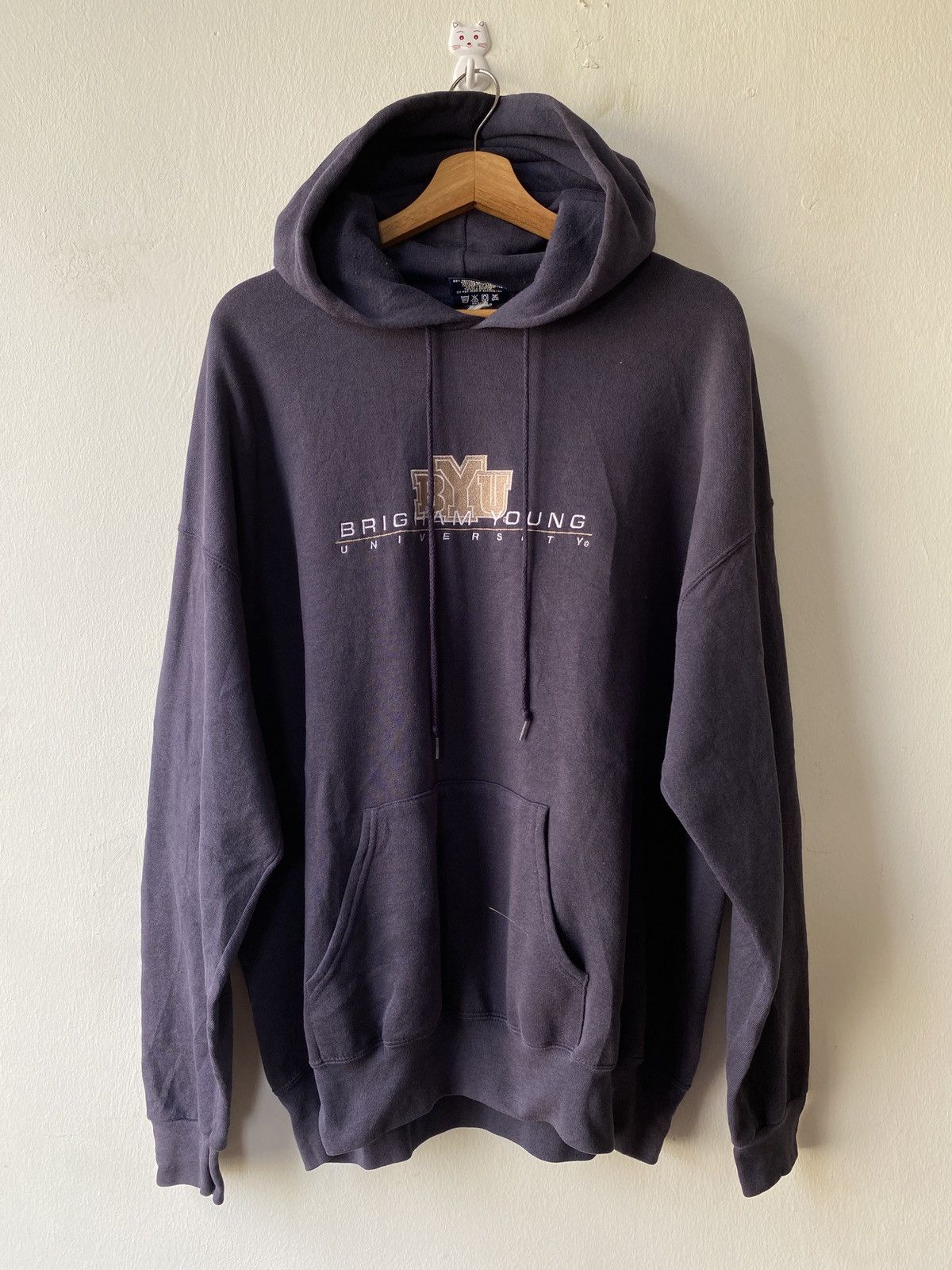 Jansport × Vintage 1990s - (BYU) Brigham Young University Faded Blue Hoodie Size US XL / EU 56 / 4 - 3 Thumbnail