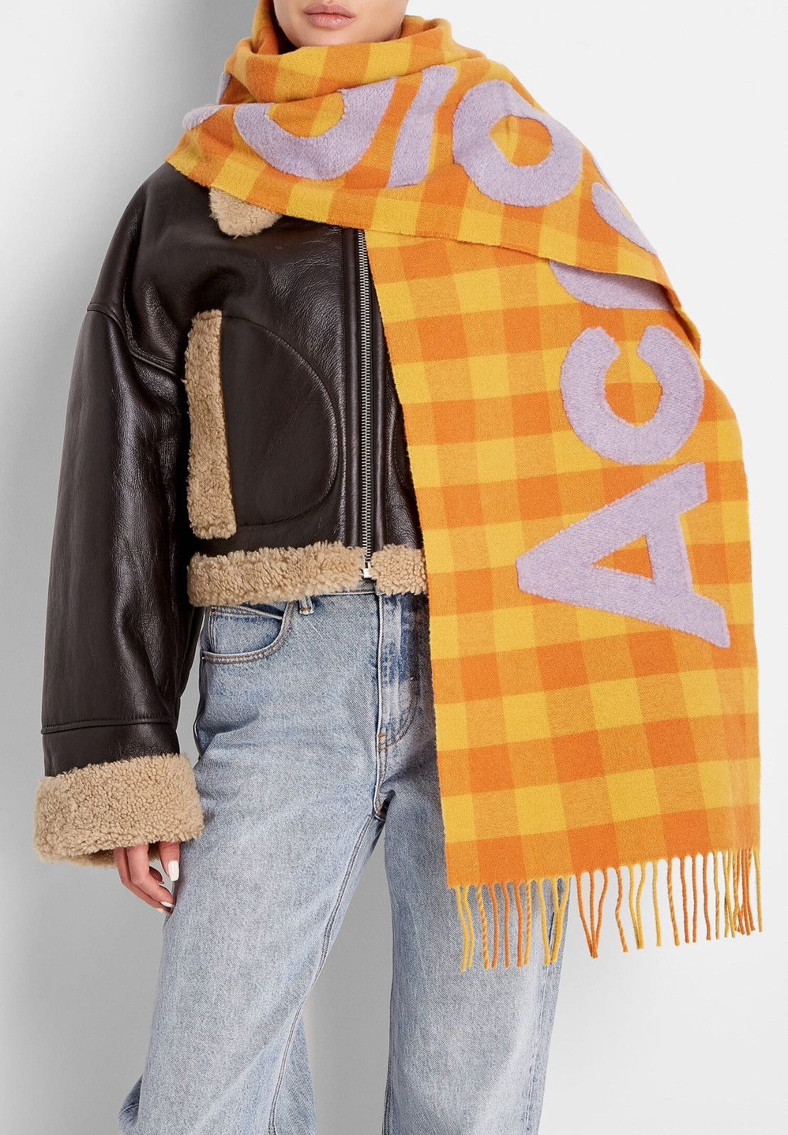 Last Acne Studios Logo Check Wool Scarf