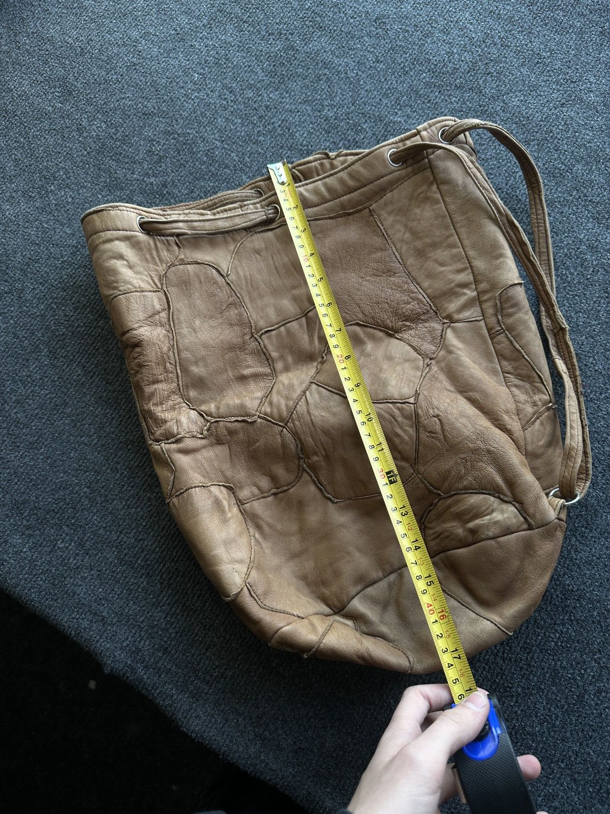 Other 🚨Y2K AVANT-GARDE🚨 LEATHER PATCHWORK Japan style hand bag 90s Size ONE SIZE - 11 Thumbnail