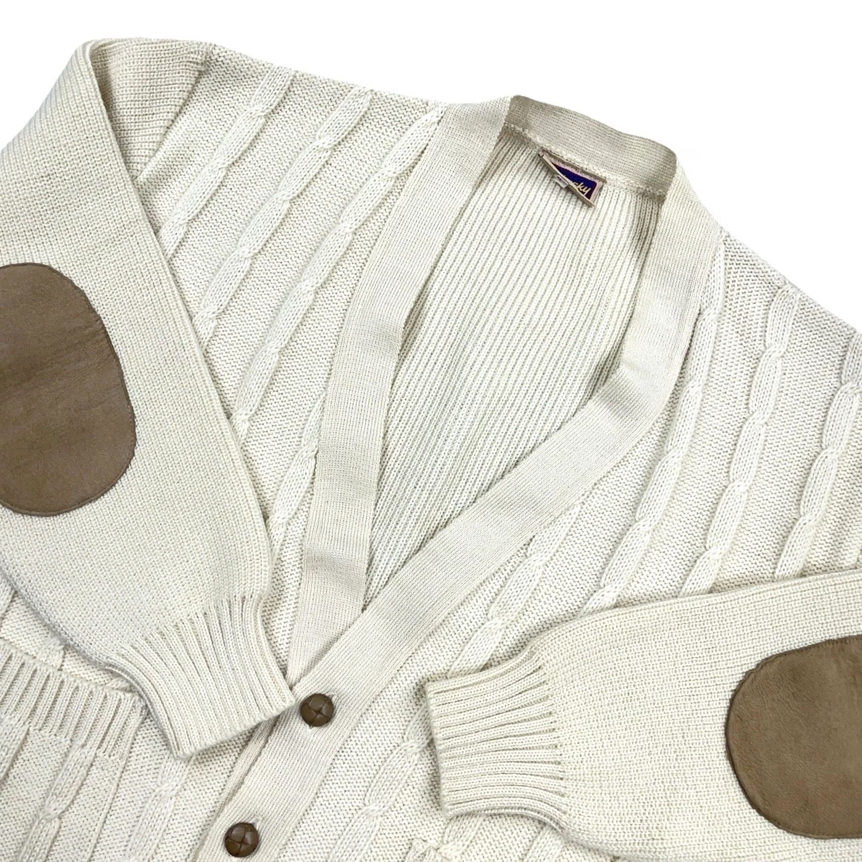 Vintage Vintage Glenhusky Cardigan Sweater XL Cream Wool Knit Elbow Pads Scotland Size US XL / EU 56 / 4 - 2 Thumbnail