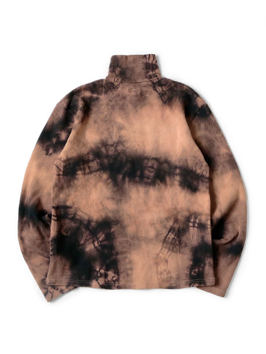 image of Kapital High Neck Ashbury Dyed Long Sleeve T-Shirt in Black Brown, Men's (Size Small)