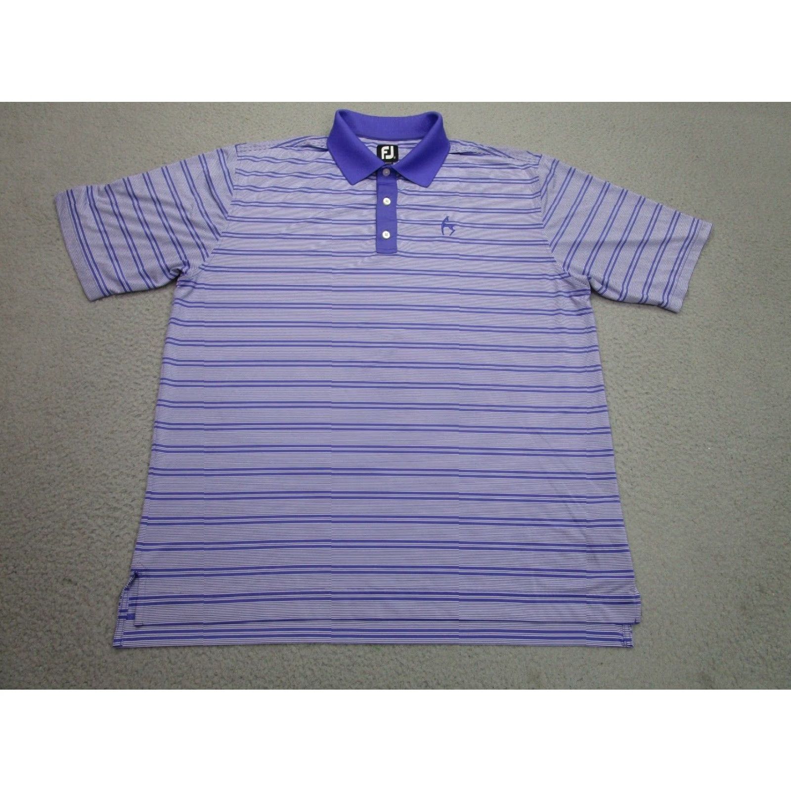 Footjoy FootJoy Polo Shirt Mens XL Purple Striped Deer Logo Golf Casual Short Sleeve Button Collar Performance Summer Size US XL / EU 56 / 4 - 2 Thumbnail