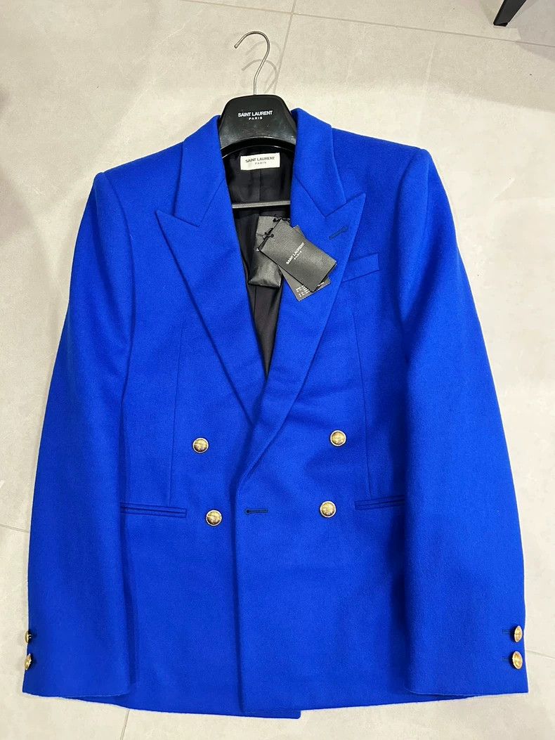Saint Laurent FW21 SLP double-breasted flannel suit 2502-Ne