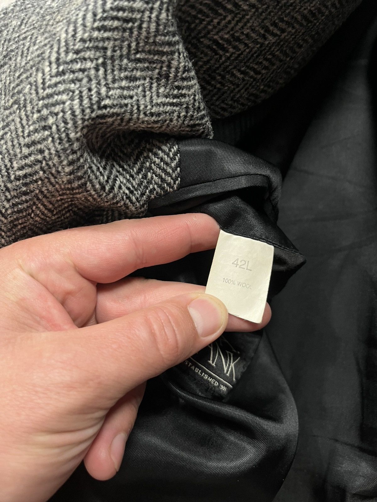 Harris Tweed Harris Tweed Herringbone Wool Blazer 42L Gray Jos A Bank Size 42L - 11 Thumbnail