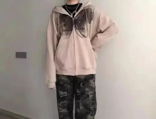 Other Oversized Hoodies Zip Up Harajuku Vintage Butterfly Print Size US XXL / EU 58 / 5 - 3 Thumbnail