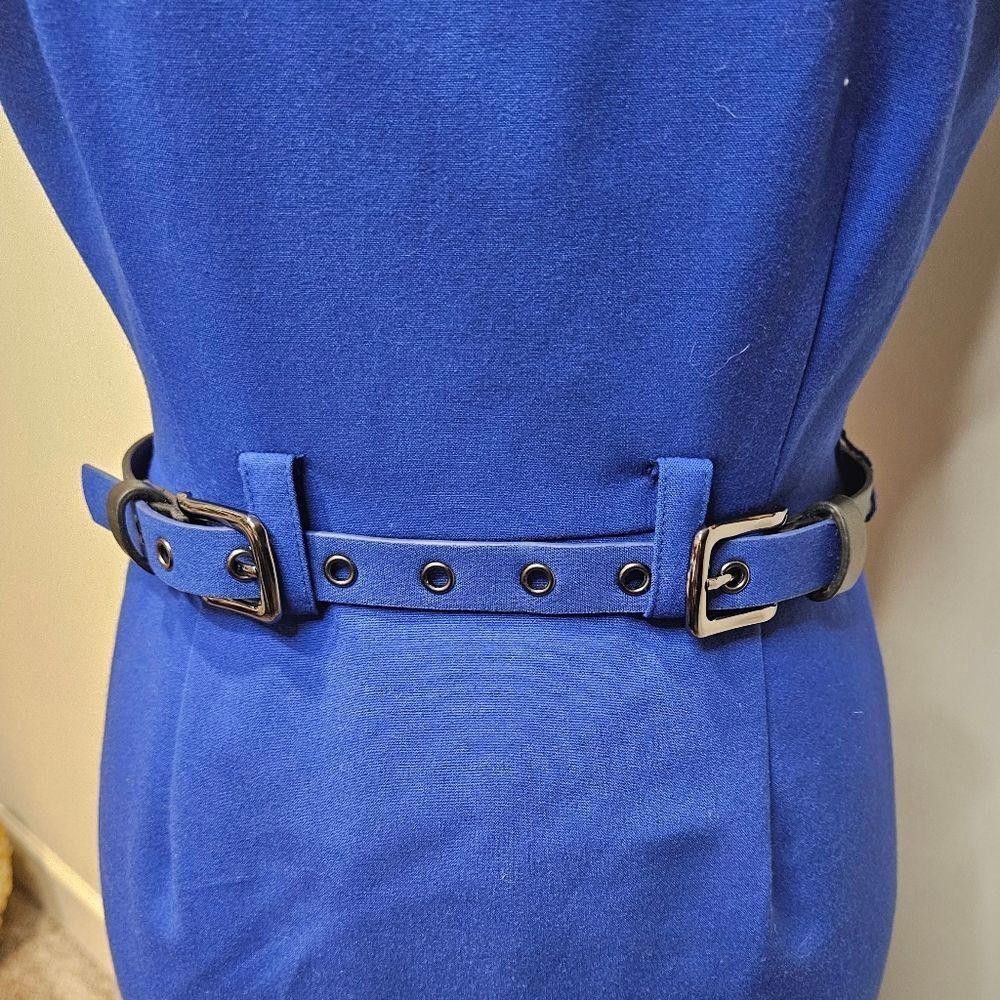 Calvin Klein Calvin Klein Blue Dress with Black Accents and Belt #52 Size XS / US 0-2 / IT 36-38 - 2 Thumbnail