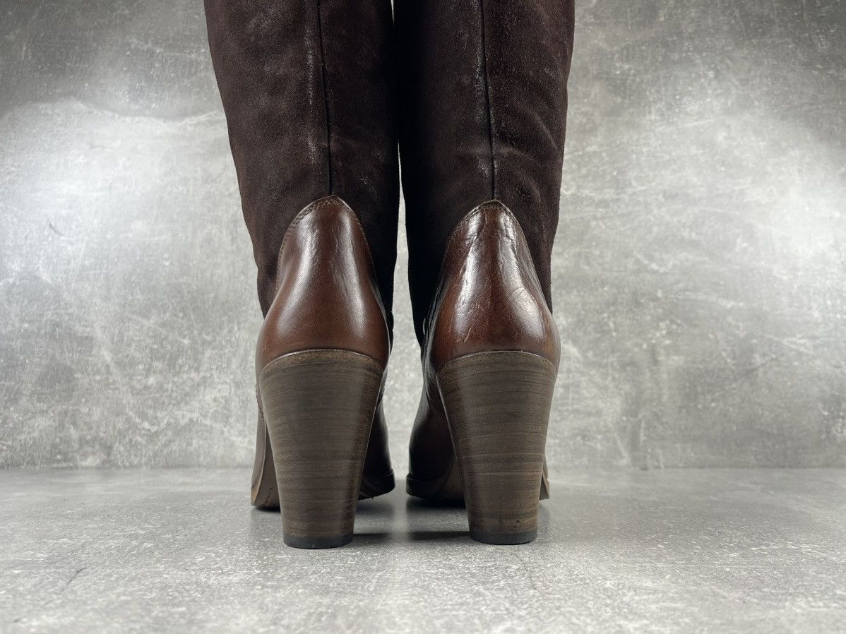 MoMA MOMA Leather & Suede Knee-High Boots Brown Block Heel Size US 8 / IT 38 - 7 Thumbnail
