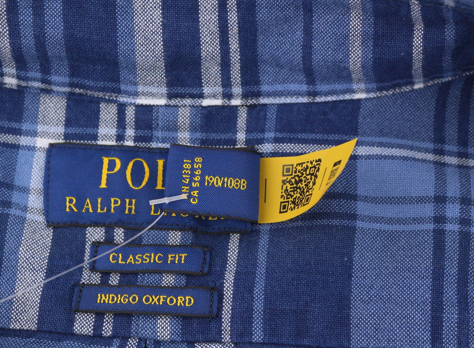 Ralph Lauren 2XL Blue Fit Indigo Oxford Plaid Button-Down Neck 87009 Size US XXL / EU 58 / 5 - 7 Thumbnail