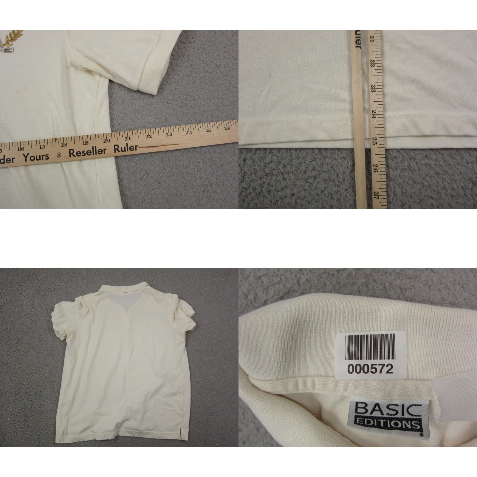 Basic Editions VINTAGE Basic Editions Polo Shirt Womens L Beige Golf Crest 80s 90s Casual Slim Short Sleeve Collared Polo Womens Size L / US 10 / IT 46 - 8 Thumbnail