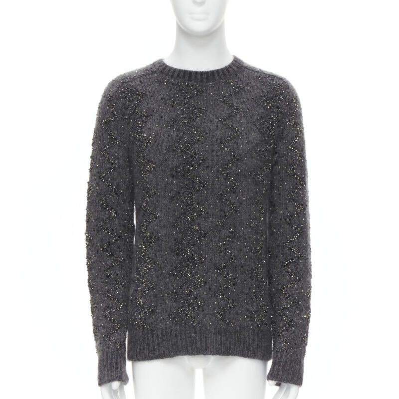 Saint Laurent Paris new SAINT LAURENT 2018 mohair wool crystal rhinestone embellished sweater M Size M / US 6-8 / IT 42-44 - 1 Thumbnail