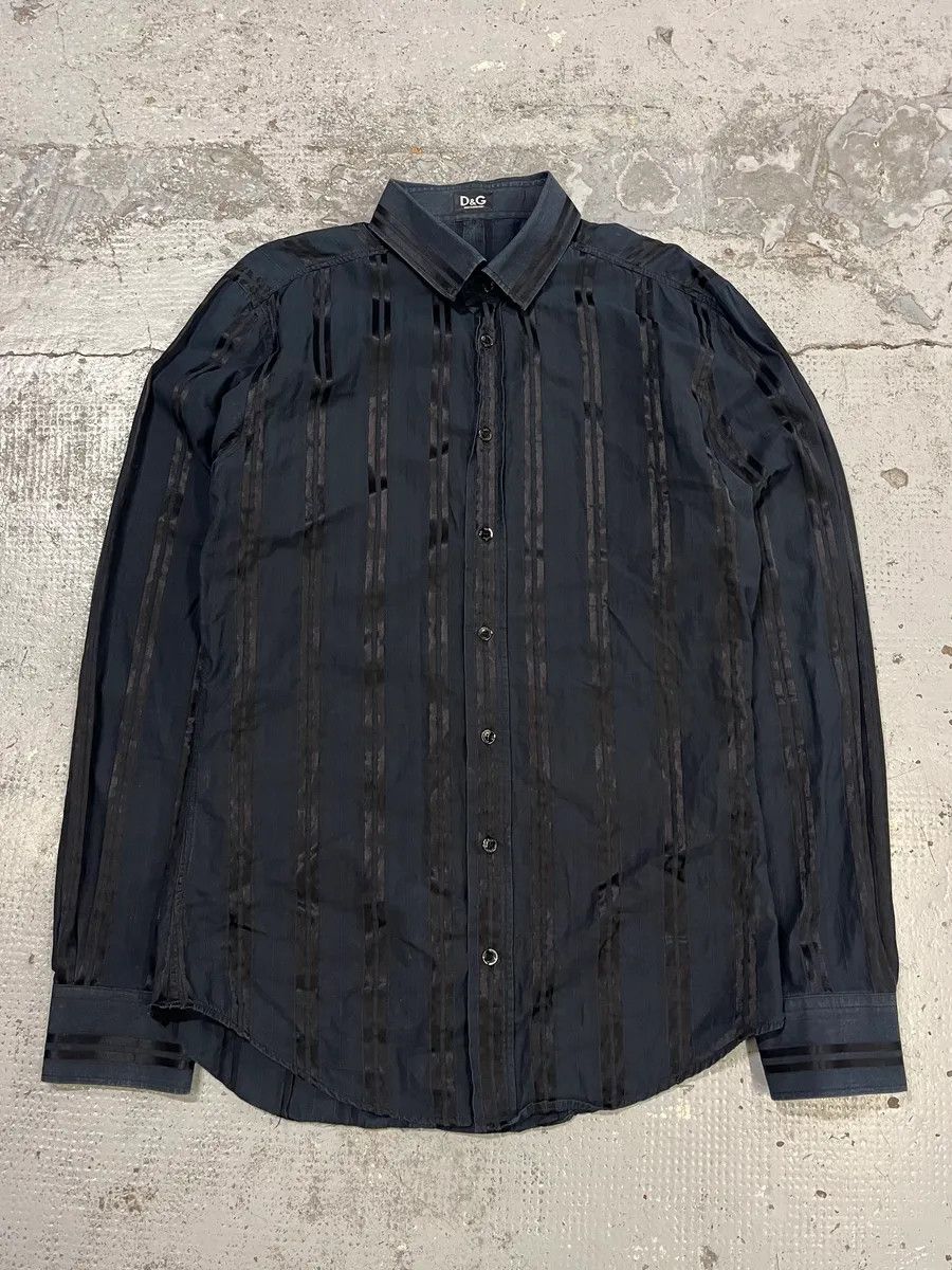 Dolce & Gabbana 2000s Dolce & Gabbana Lined Mafia Navy Shirt Size US S / EU 44-46 / 1 - 1 Thumbnail