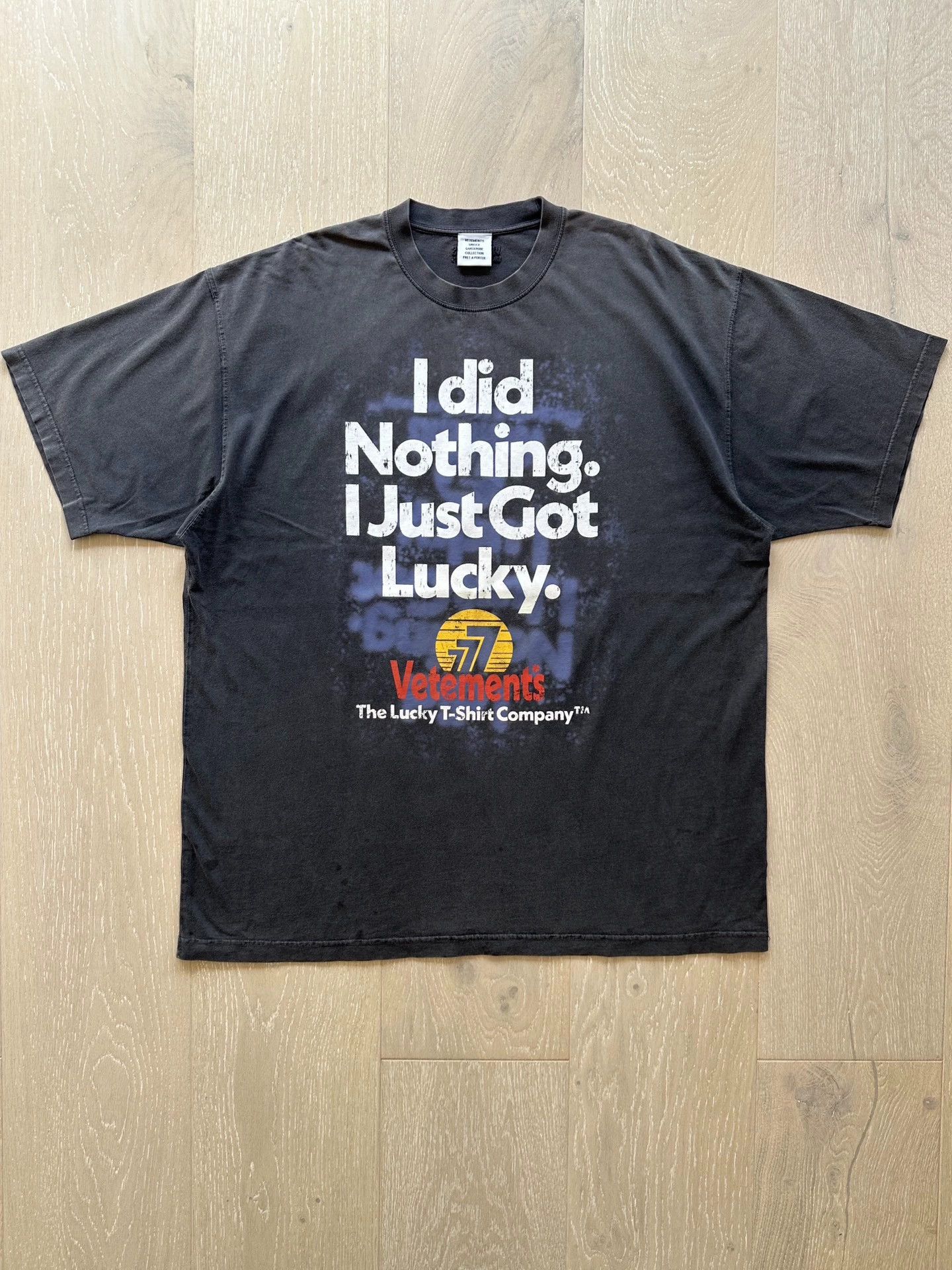 Vetements Vetements 22AW Lucky Slogan Print Washed T - Shirt S Size US S / EU 44-46 / 1 - 1 Thumbnail