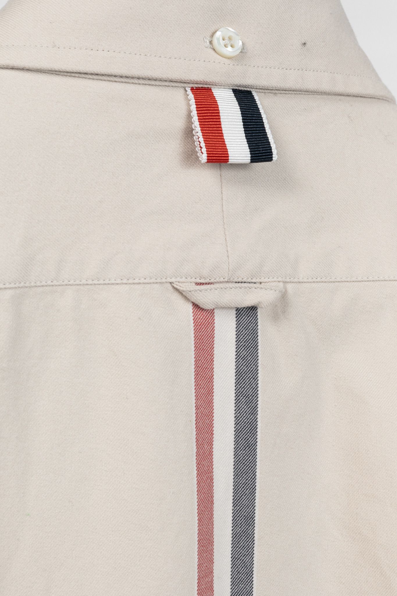 Thom Browne Thom Browne AW/23 Beige Cotton Flannel Back-Stripe Shirt Size US S / EU 44-46 / 1 - 9 Thumbnail