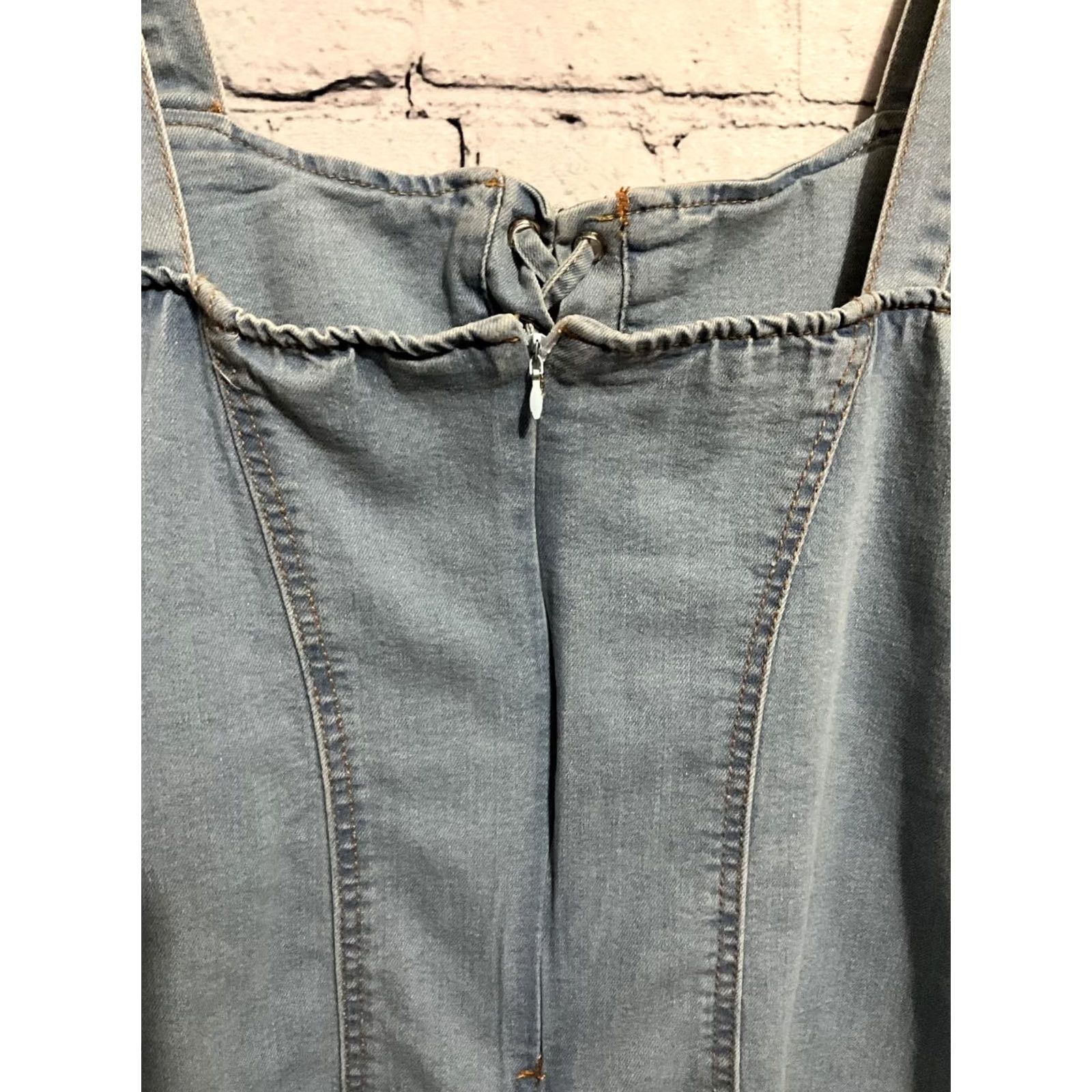 Vintage Jolie & Joy Jeans Light Wash Denim Dress Lace-Up Front Drawstring Size M Womens Denim dress Size 32" / US 10 / IT 46 - 5 Thumbnail