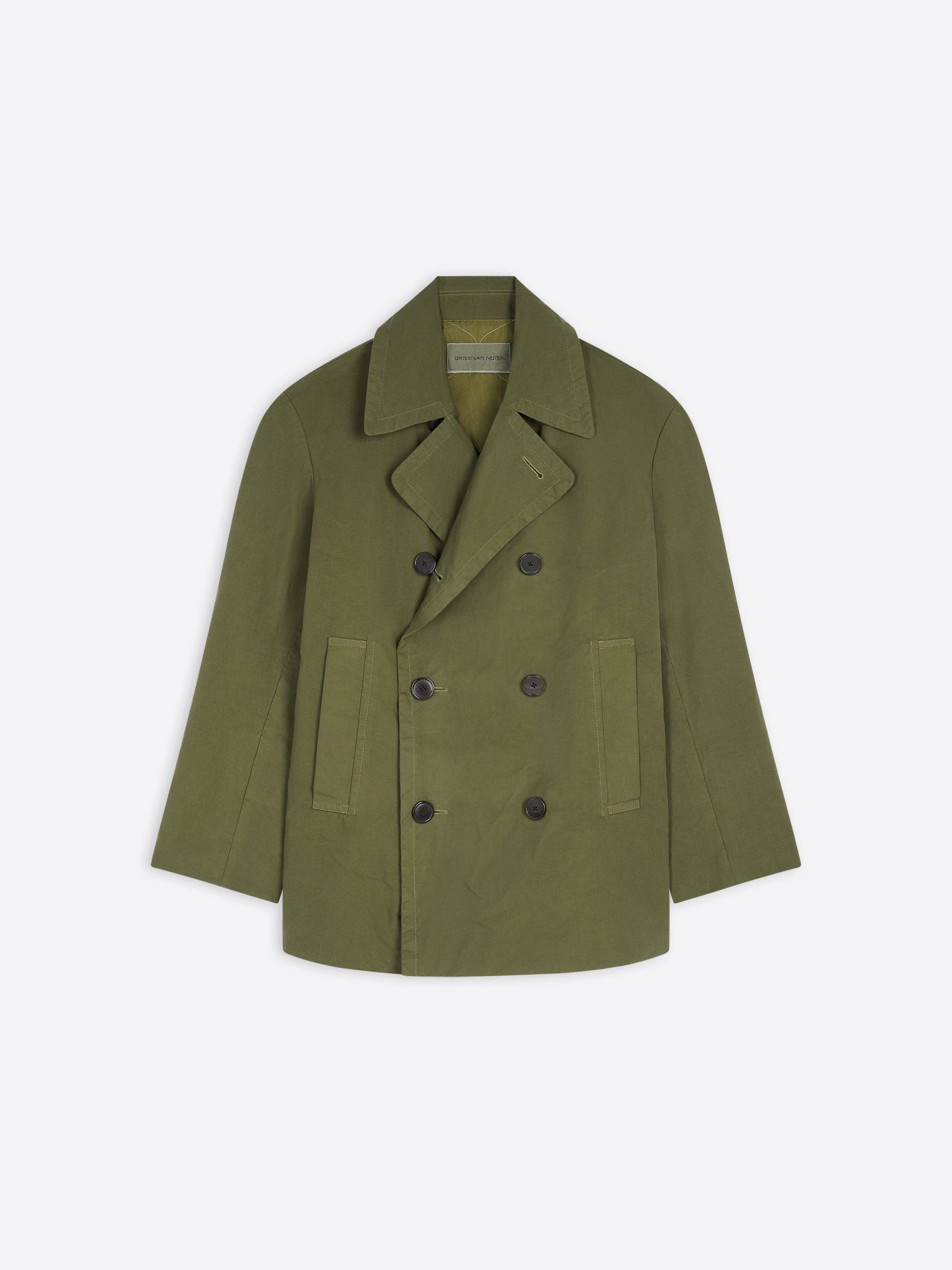 Dries Van Noten o1s22i1n1124 Overdyed Cotton Coat in Khaki Size US M / EU 48-50 / 2 - 1 Thumbnail