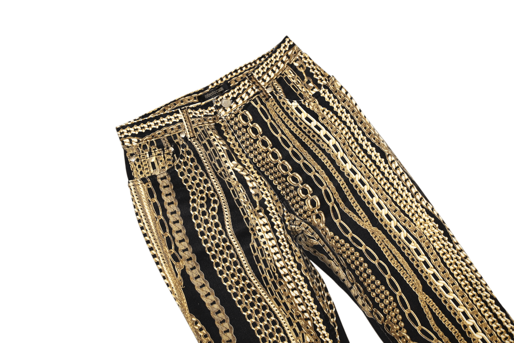 Roberto Cavalli Made in Italy. Roberto Cavalli Gold Chain Y2K Luxury Jeans Size US 28 / EU 44 - 2 Thumbnail