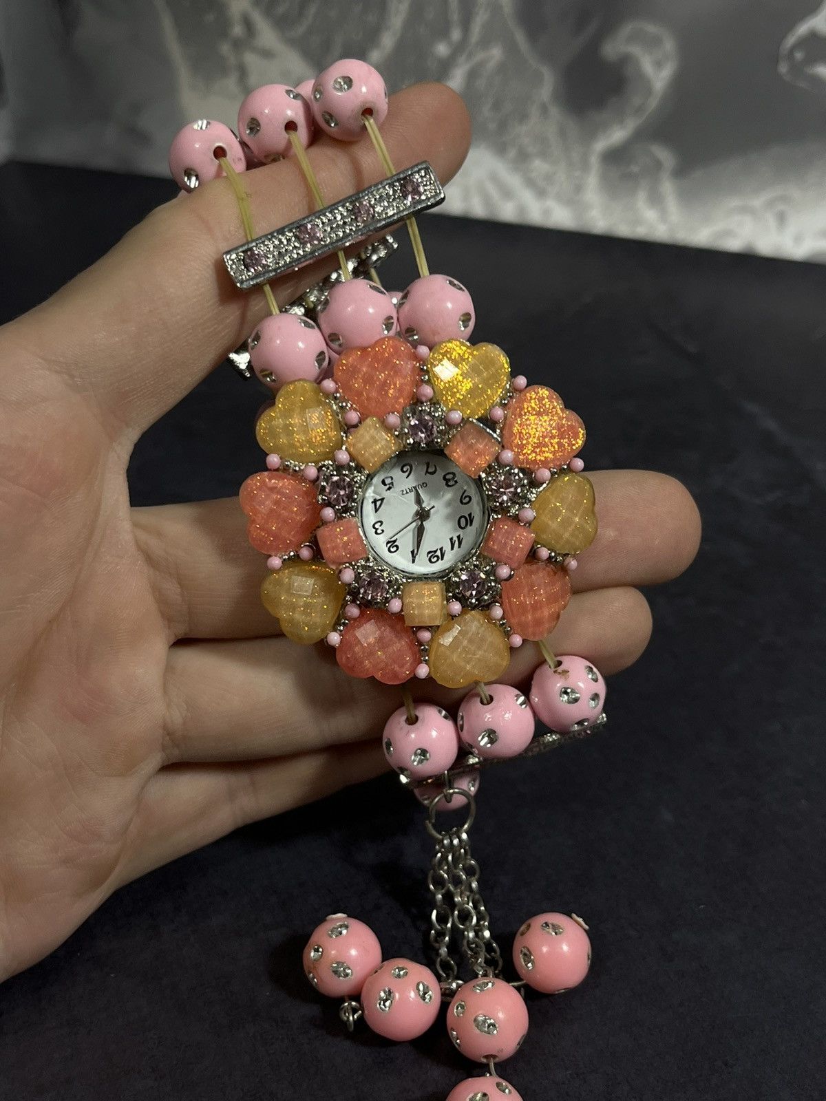 Hysteric Glamour Handmade Beaded Flower Watch Bracelet Japanese Movement Size ONE SIZE - 9 Thumbnail