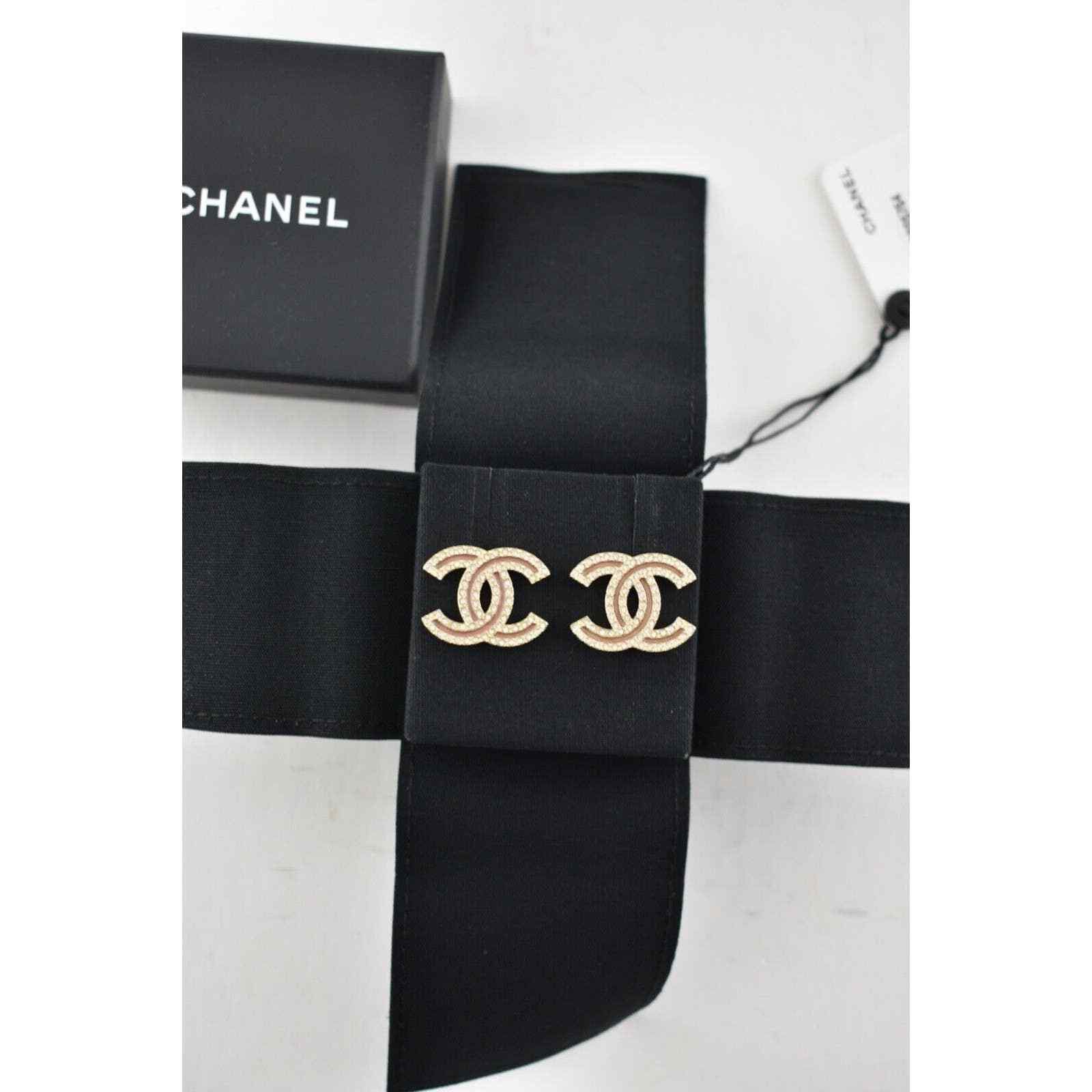 Chanel Chanel Gold Beige Crystal Dangle Statement Stud Earrings Size ONE SIZE - 4 Thumbnail