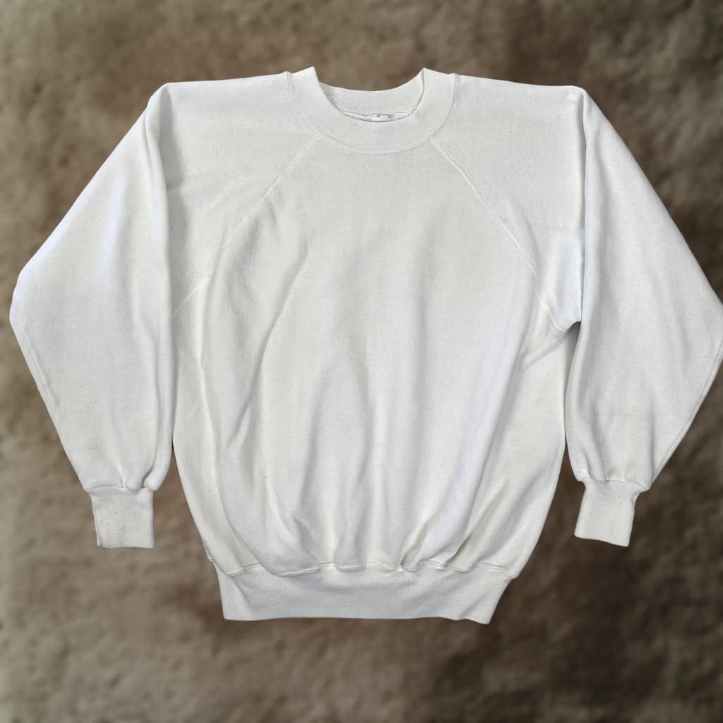 Vintage VINTAGE Ultra Sweats Sweatshirt White Blank Raglan Mens Large Crewneck USA Made Size US L / EU 52-54 / 3 - 1 Thumbnail