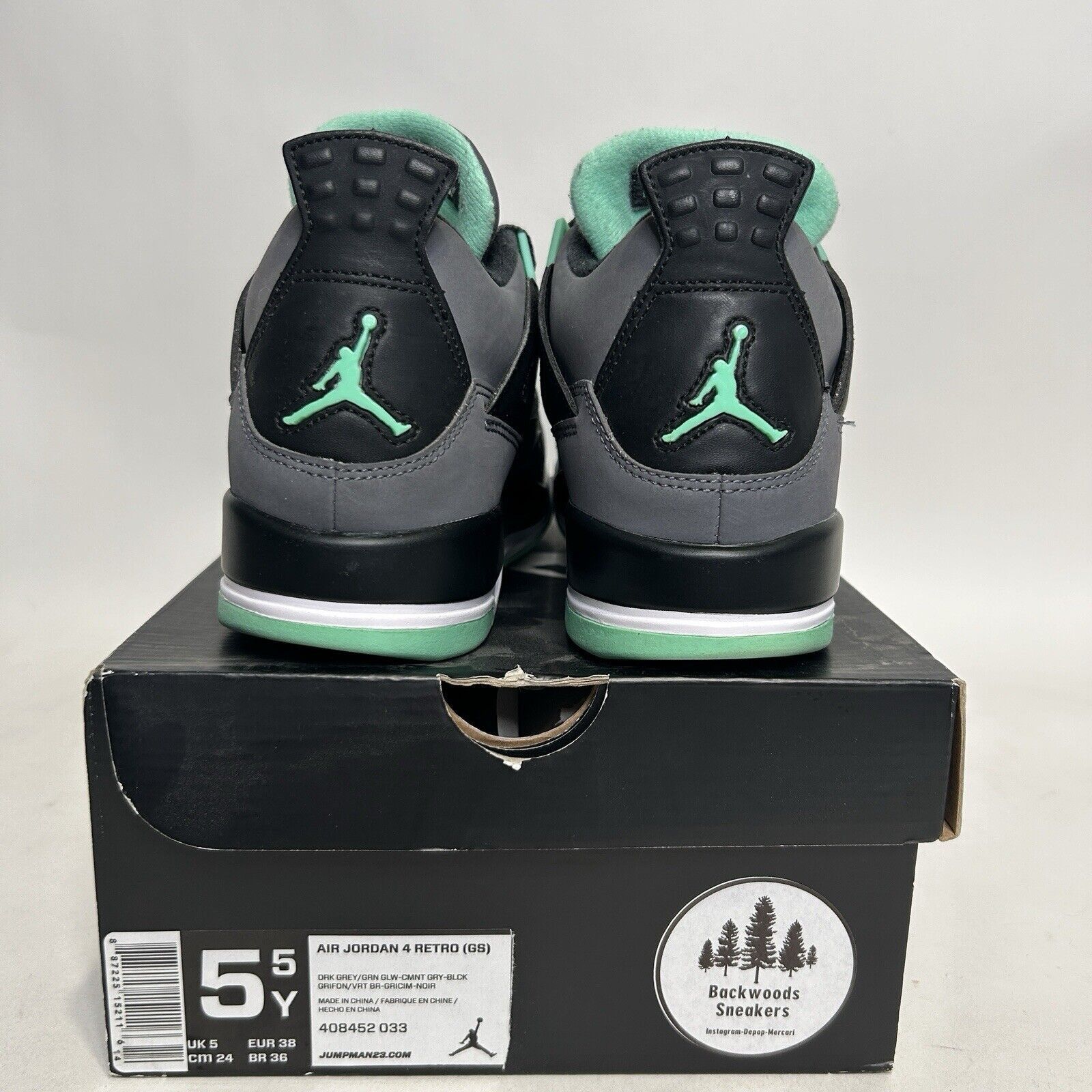 Nike Nike Air Jordan 4 Retro BG “Green Glow” 2024 Size US 7 / IT 37 - 5 Thumbnail