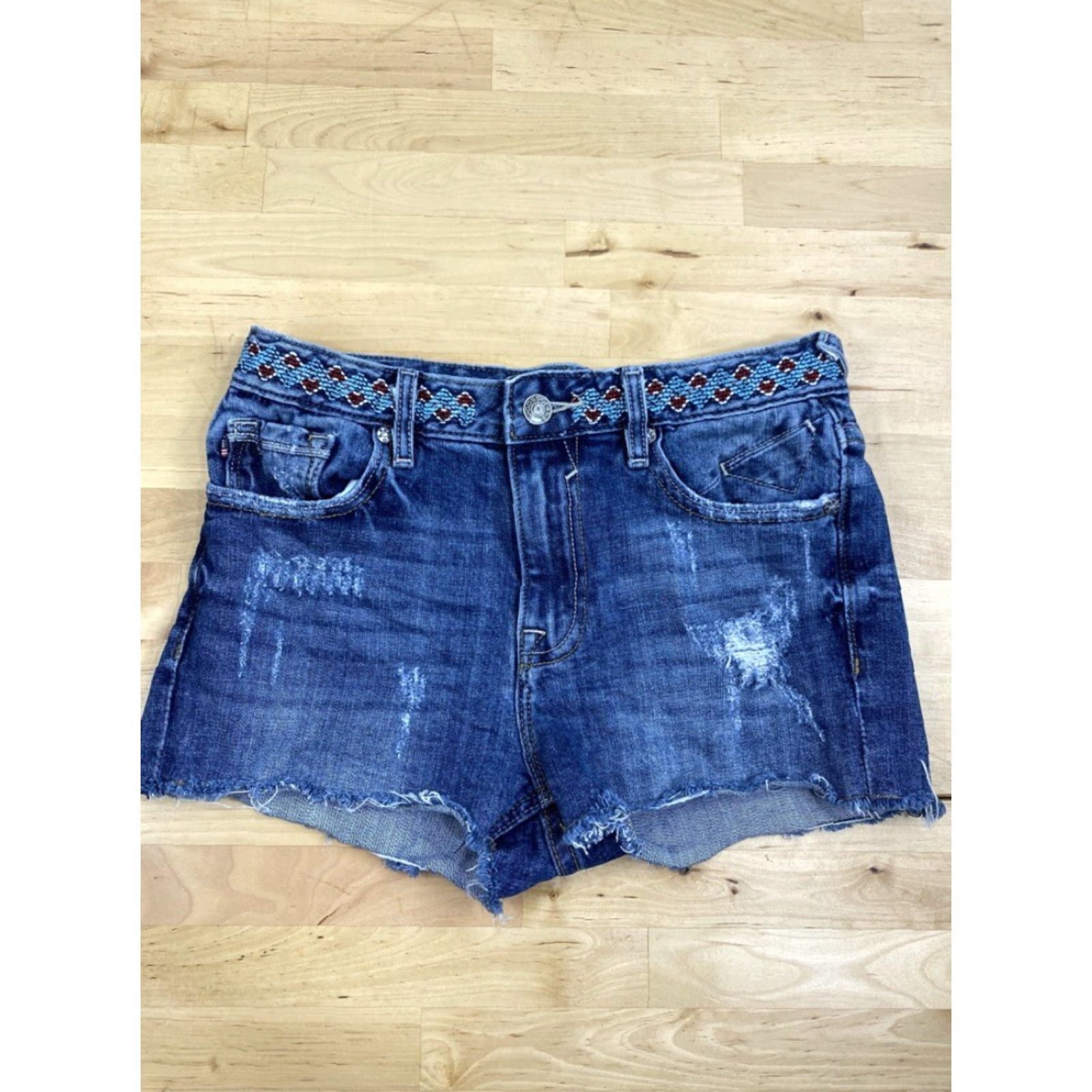 Vintage VIGOSS The Jagger Denim Shorts With Embroidered Waistline Size 26 #2933 Size 29" - 2 Thumbnail