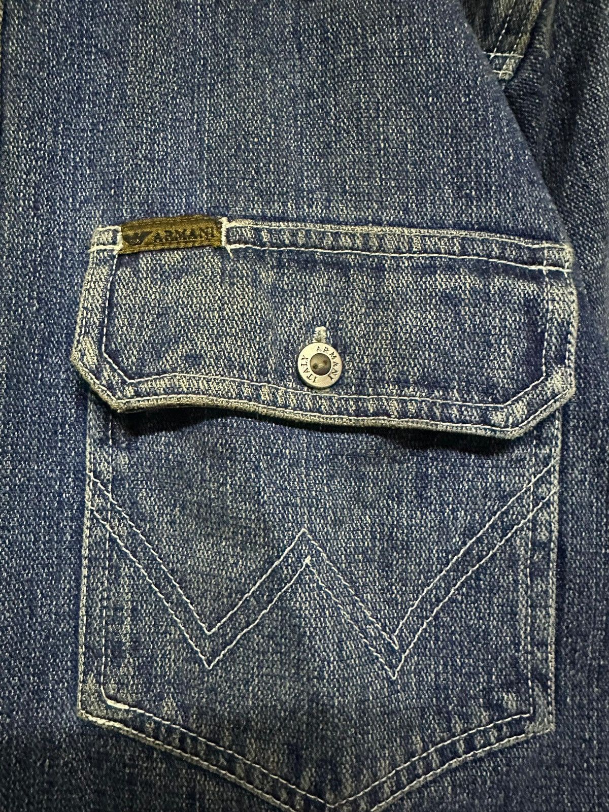 Emporio Armani × Giorgio Armani × Vintage Vtg🔥Armani Jeans Giorgio Armani Milano Denim Button Up Shirt Size US XL / EU 56 / 4 - 8 Thumbnail
