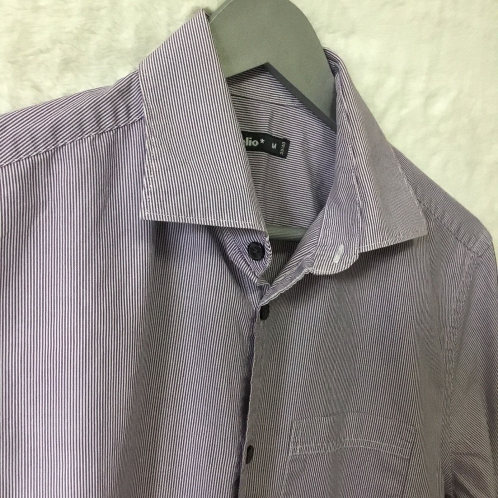 Celio Celio Men's Purple Blend Striped Button Down Dress Shirt Size US M / EU 48-50 / 2 - 7 Thumbnail