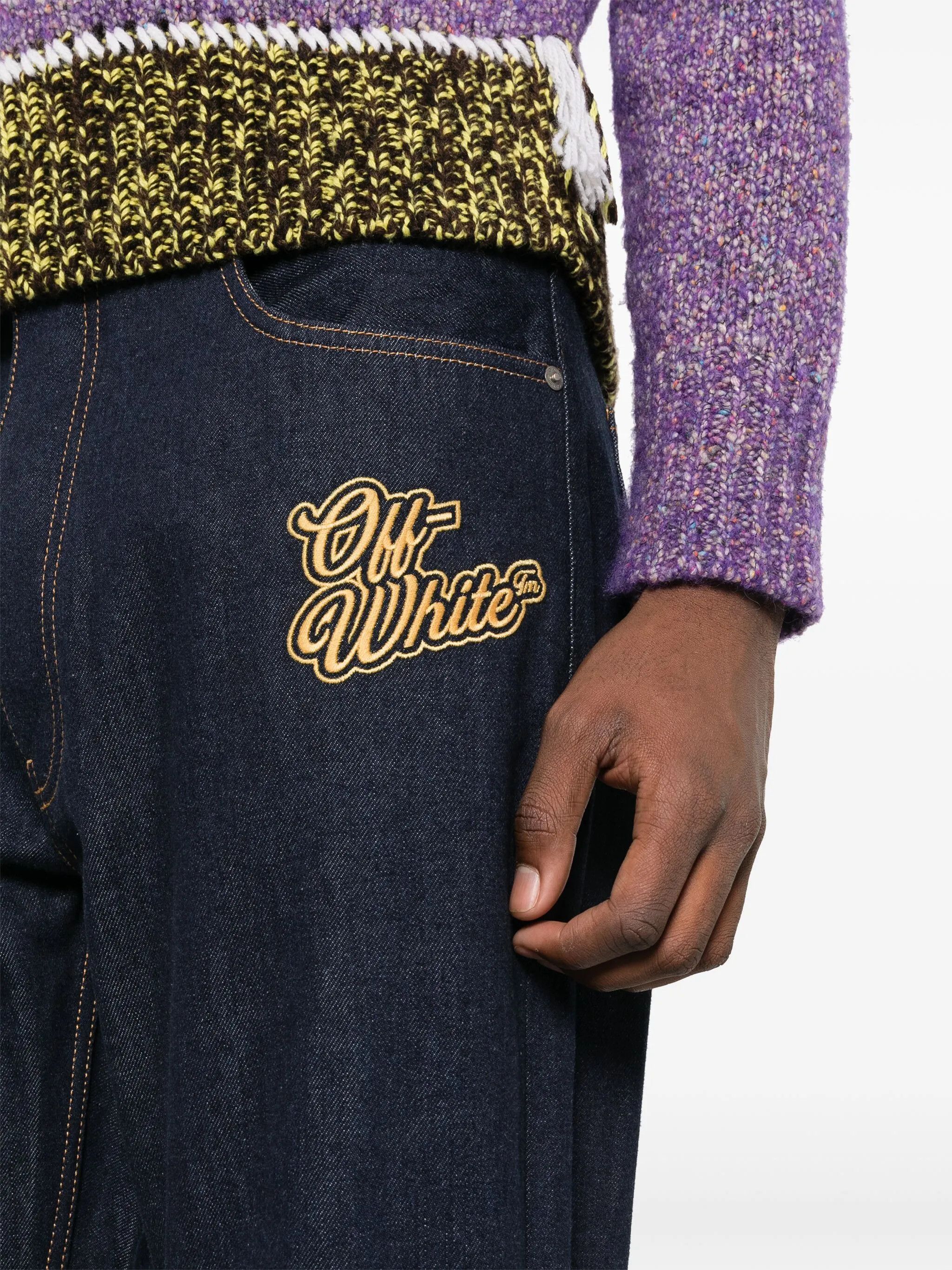 Off-White o1y0225 Logo Denim Pant in Blue Size US 30 / EU 46 - 2 Thumbnail
