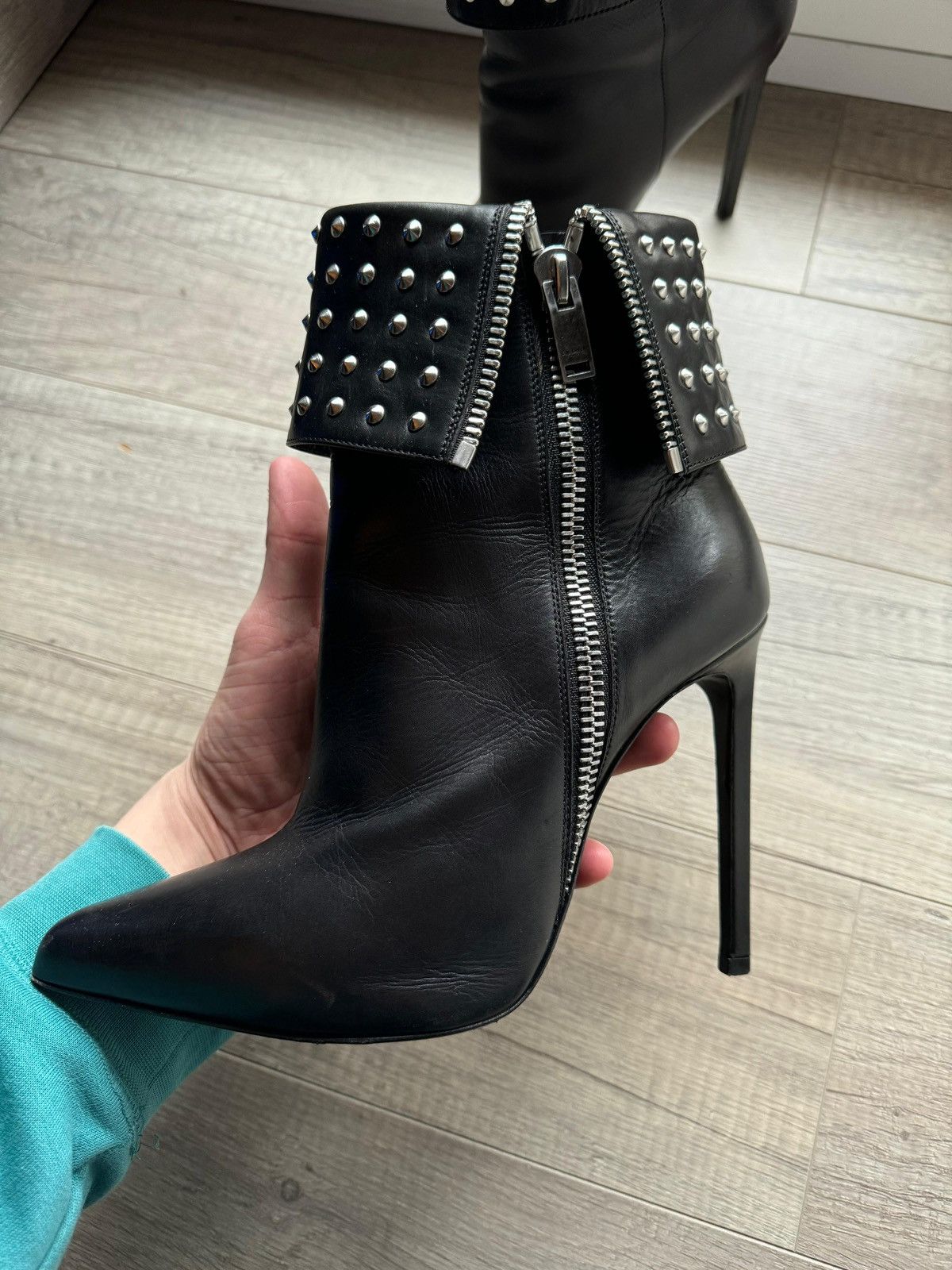 Saint Laurent Paris × Yves Saint Laurent Saint Laurent Studded High Heel Rock Boots Size US 8 / IT 38 - 9 Thumbnail