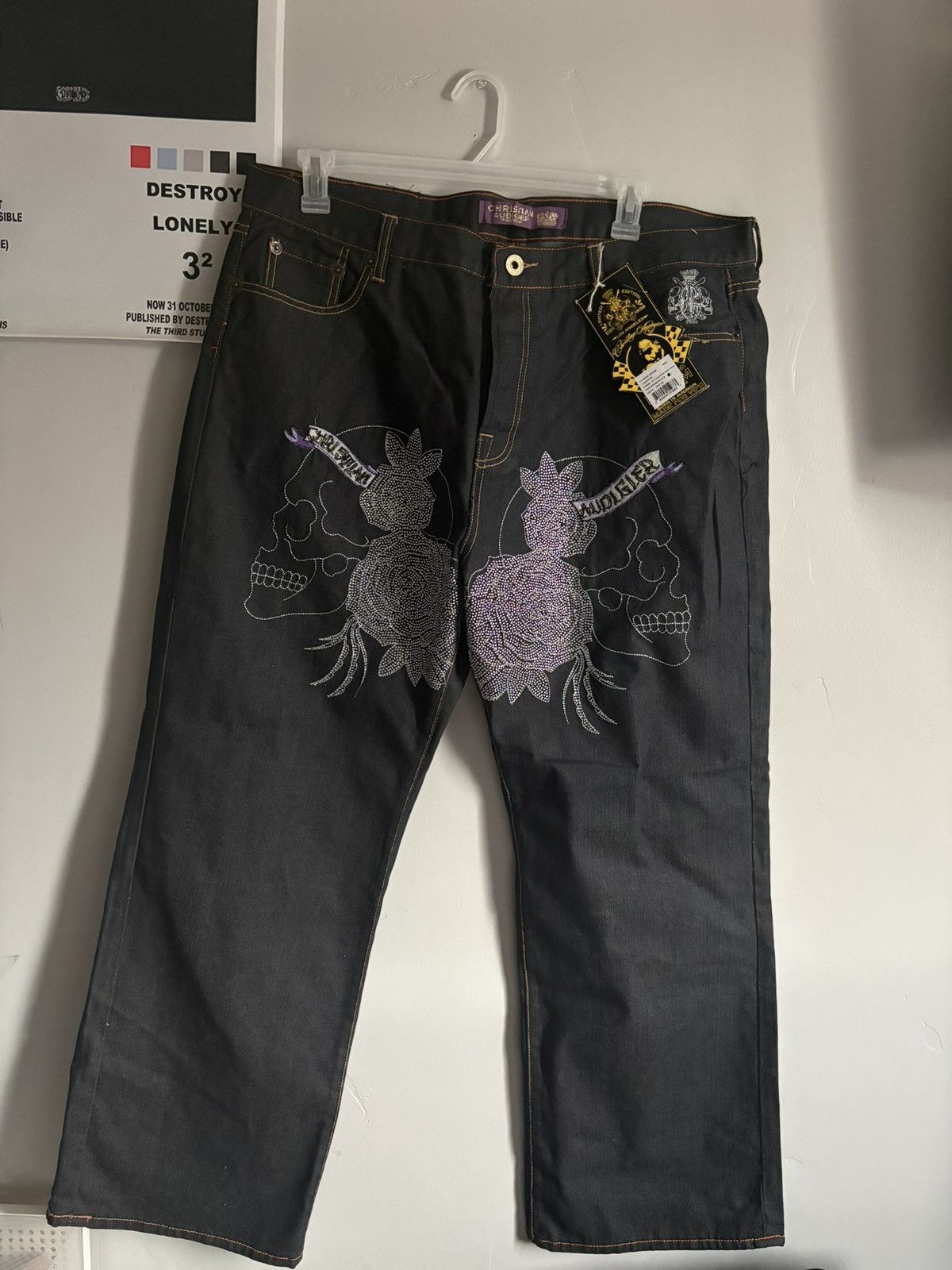 Christian Audigier MudHoney Embroidered Jeans Size US 40 / EU 56 - 1 Thumbnail