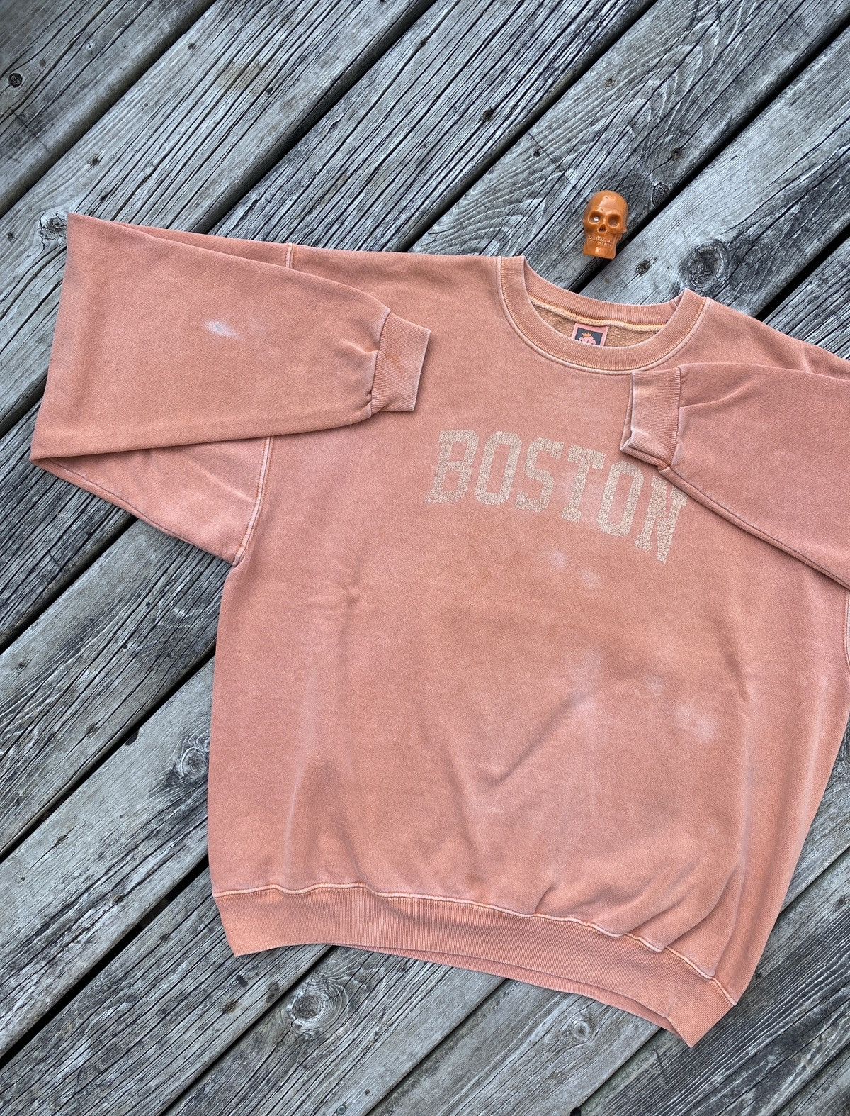 Vintage Vintage 90s Boston over-dyed faded salmon sweatshirt sz L Size US L / EU 52-54 / 3 - 1 Thumbnail