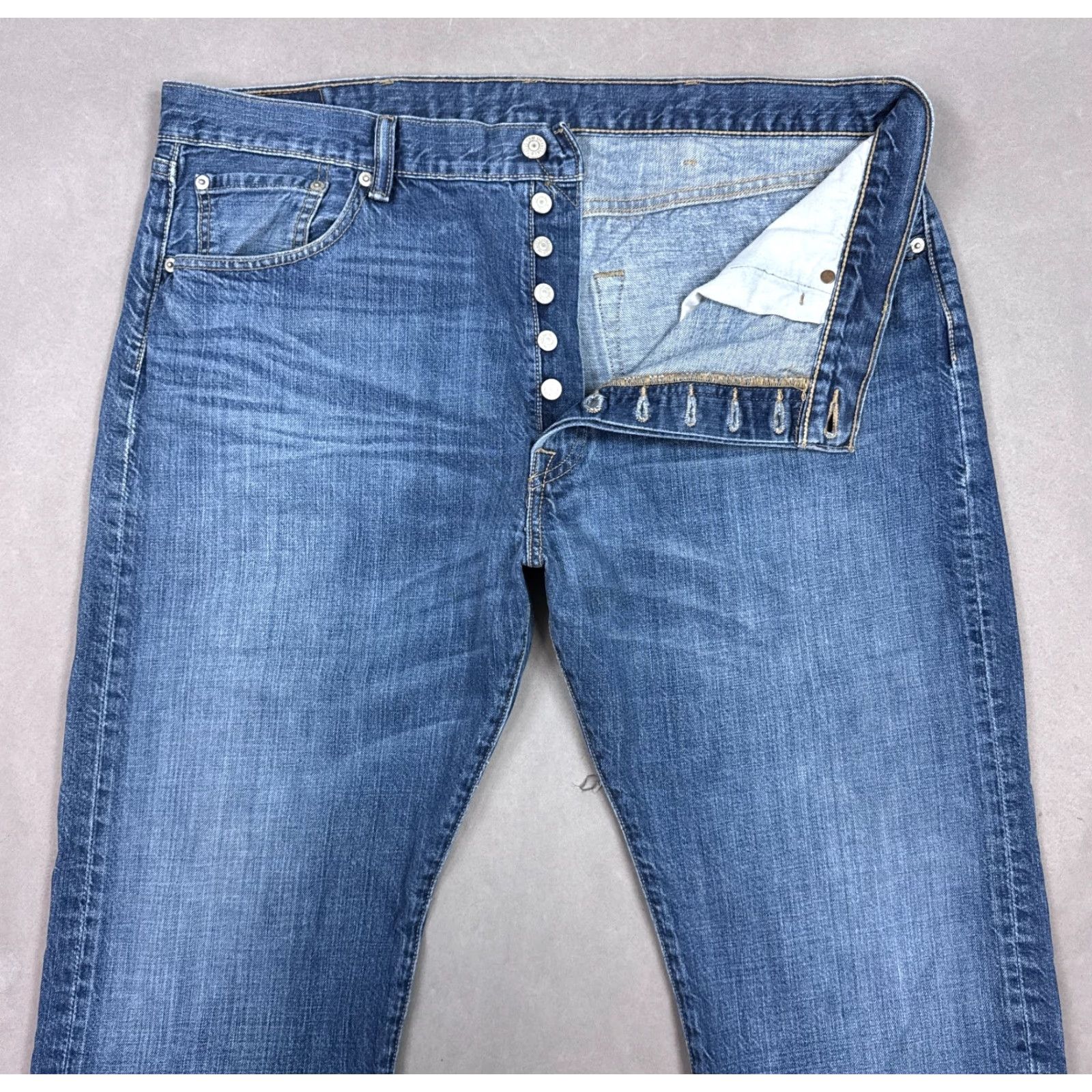 Levi's Levis 501 Jeans Mens 40x32 Blue Denim Pants Button Fly Straight Faded Work Chore Size US 40 / EU 56 - 2 Thumbnail
