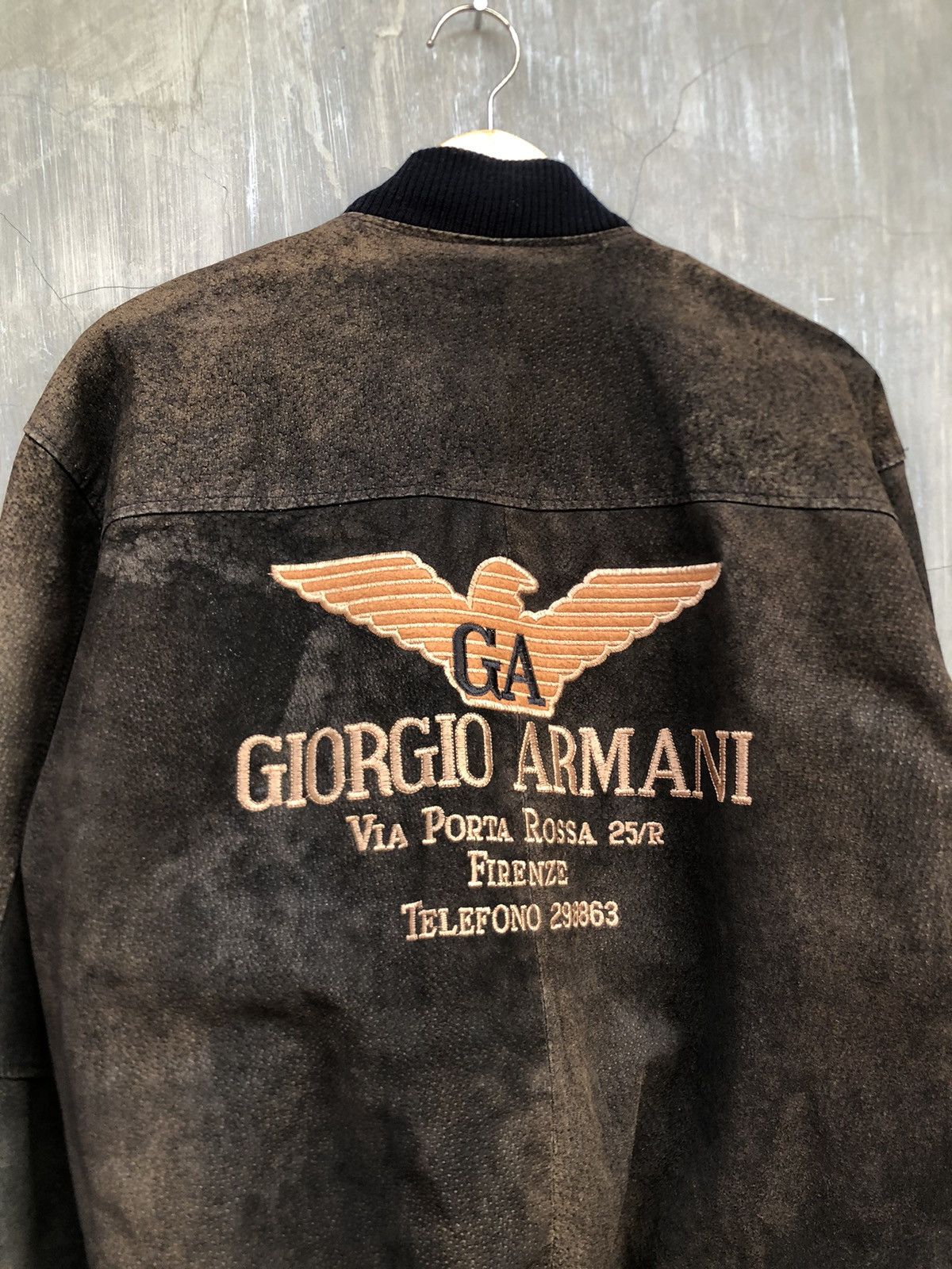 Armani × Giorgio Armani × Vintage Vintage Giorgio Armani Leather Bomber Jacket Size US L / EU 52-54 / 3 - 9 Thumbnail