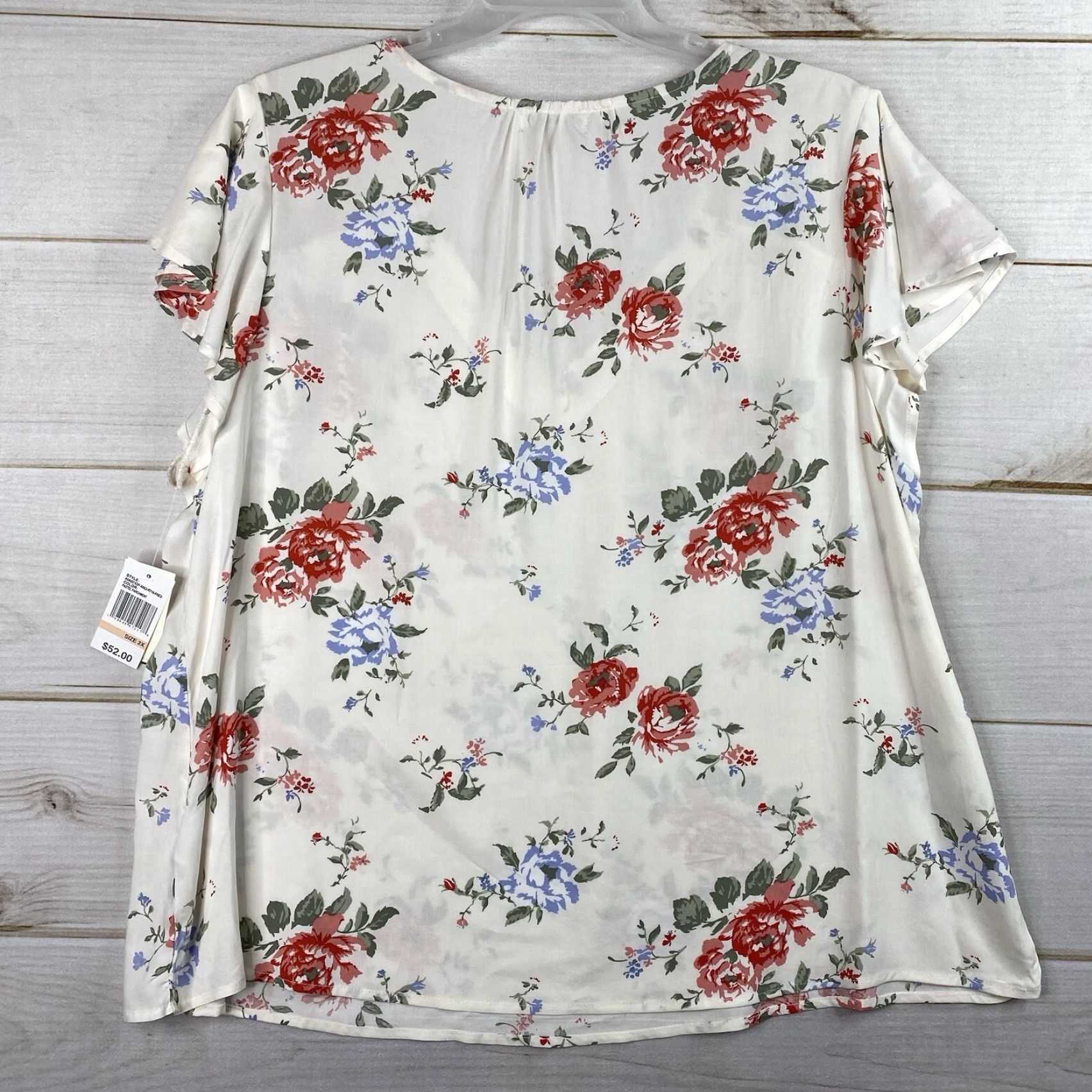 Vintage VINTAGE Angels Forever Young Top Womens 2X Cream Floral Boho Flowy Rayon Smocked NWT Size XXL / US 16-18 / IT 52-54 - 8 Thumbnail