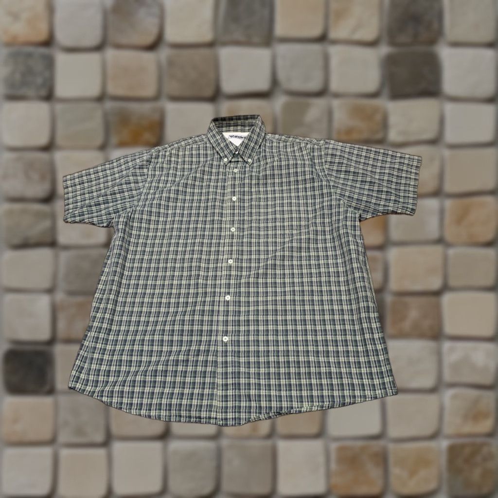 Wrangler Wrangler Shirt Short Sleeve Men's XL Green White Plaid Button-Up Western Size US XL / EU 56 / 4 - 1 Thumbnail
