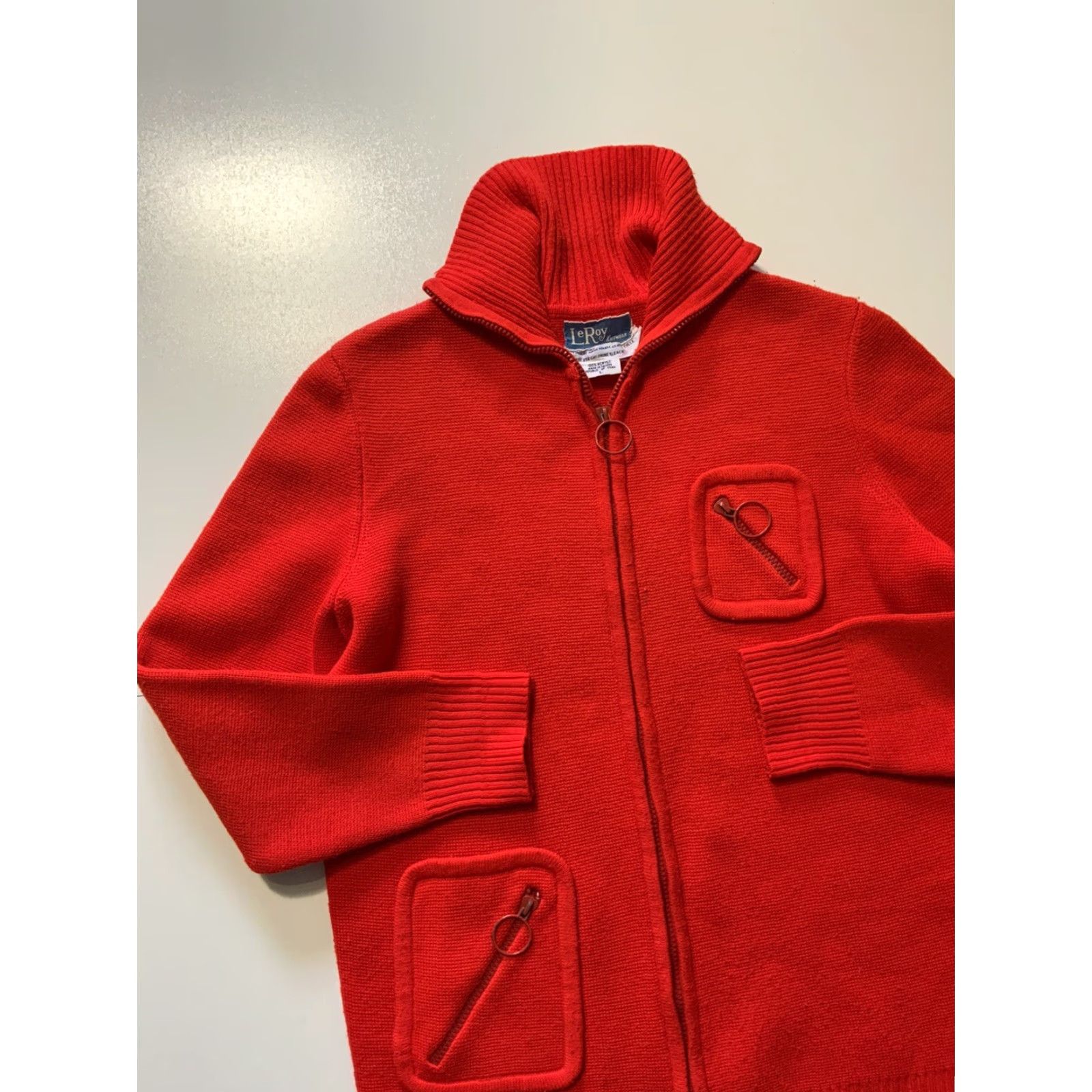 Vintage VINTAGE LeRoy Knitwear Disco Mod Circle Zip Sweater Jacket L Acrylic Shirt Size US L / EU 52-54 / 3 - 3 Thumbnail
