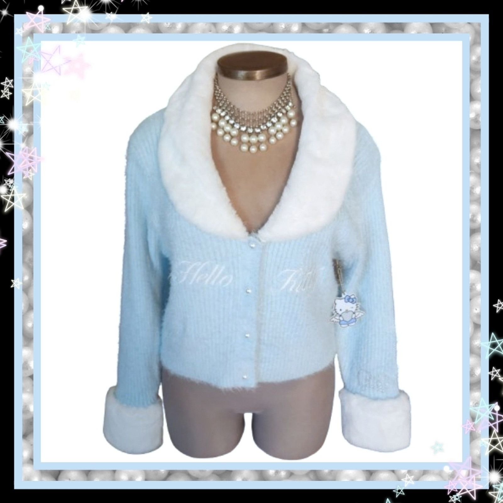 Forever 21 HELLO KITTY ☆ RIBBED KNIT CARDI w/ FUR COLLAR 4x ☆ NWT Size 4XL / US 24-26 - 1 Thumbnail