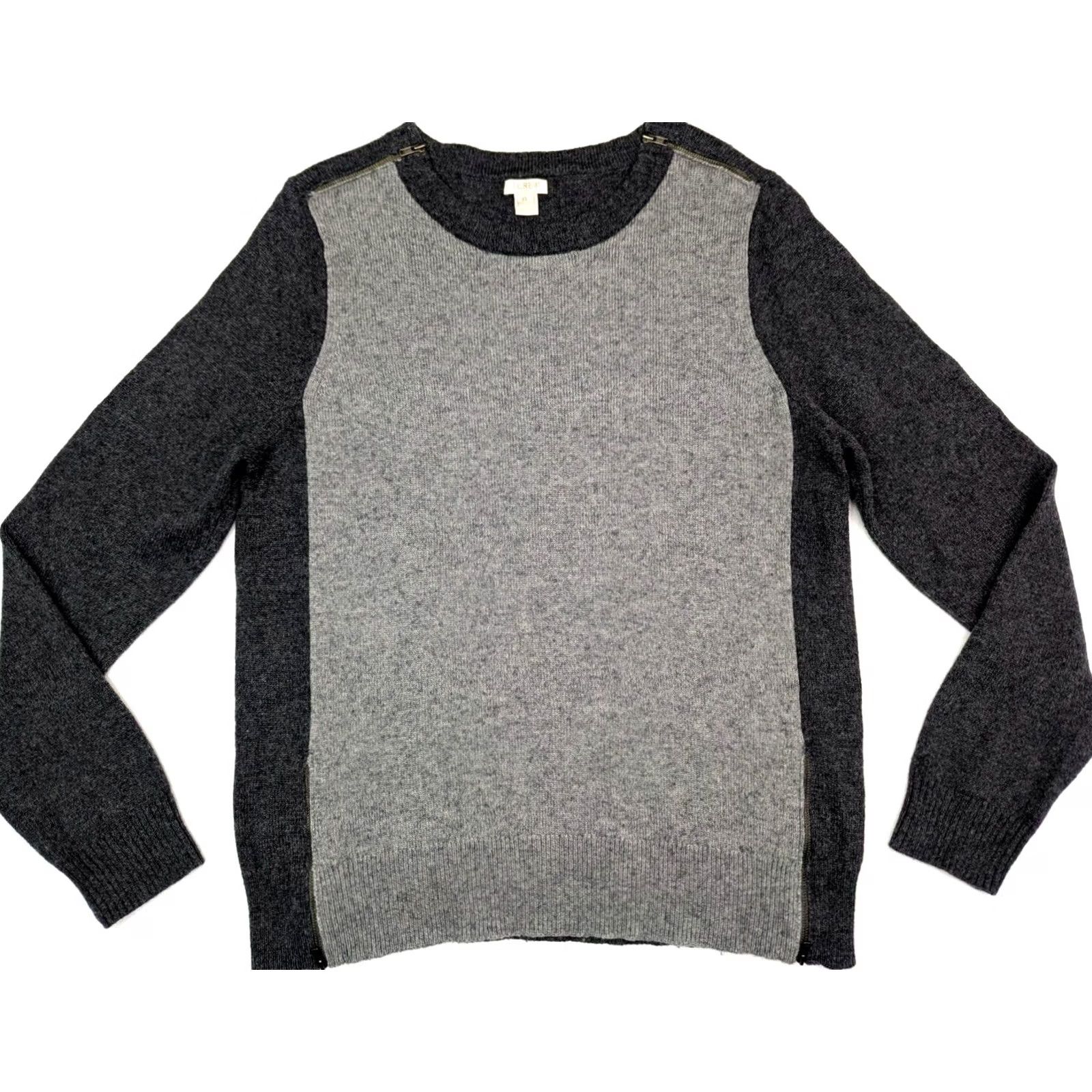 J.Crew J Crew Sweater Women XL Gray Merino Wool Blend Color block Multi-zip Ribbed Size XL / US 12-14 / IT 48-50 - 3 Thumbnail