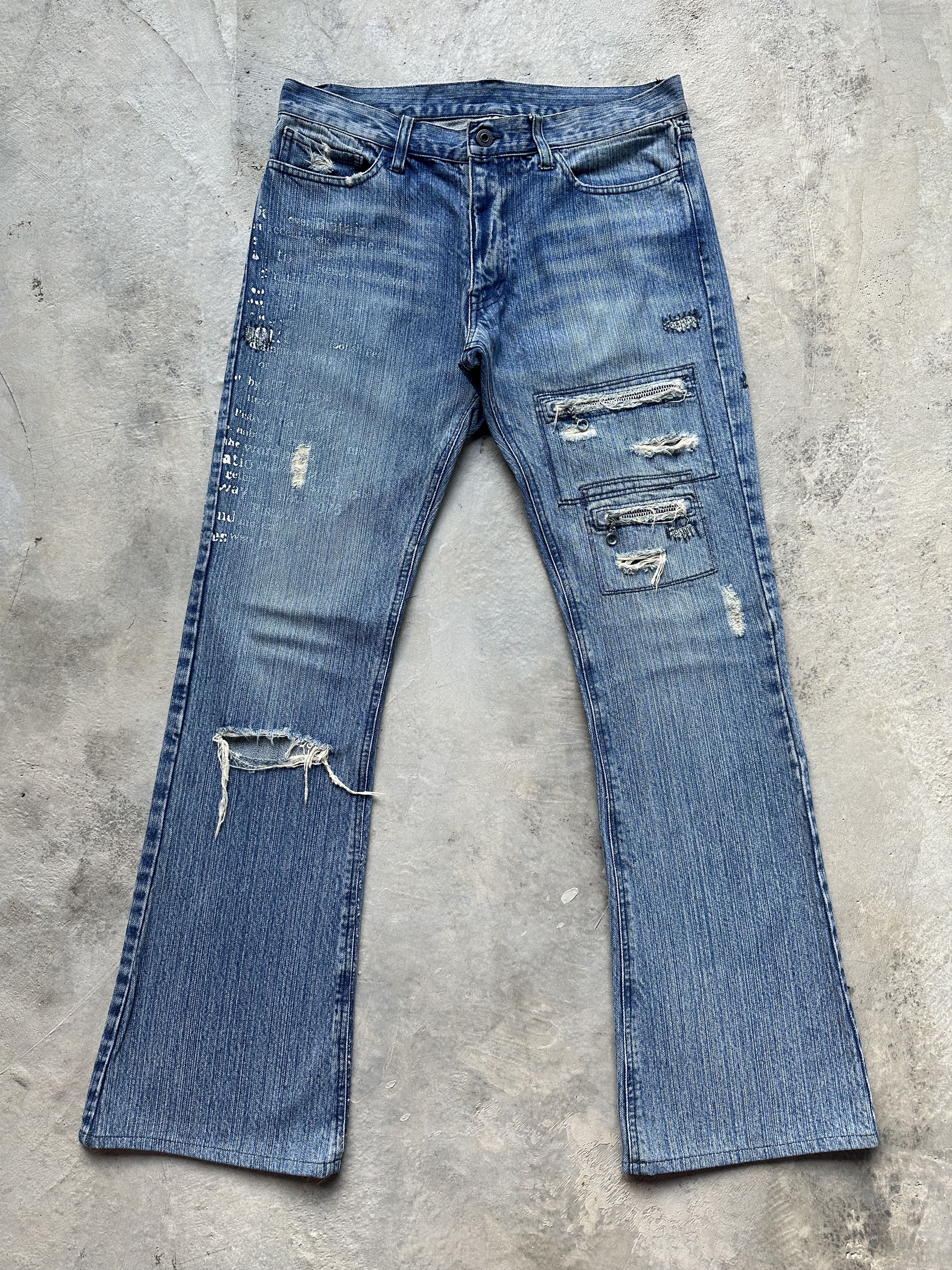 If Six Was Nine Differency by Rupert Edge Mud Paint Patchwork Denim Jeans Size US 30 / EU 46 - 2 Thumbnail