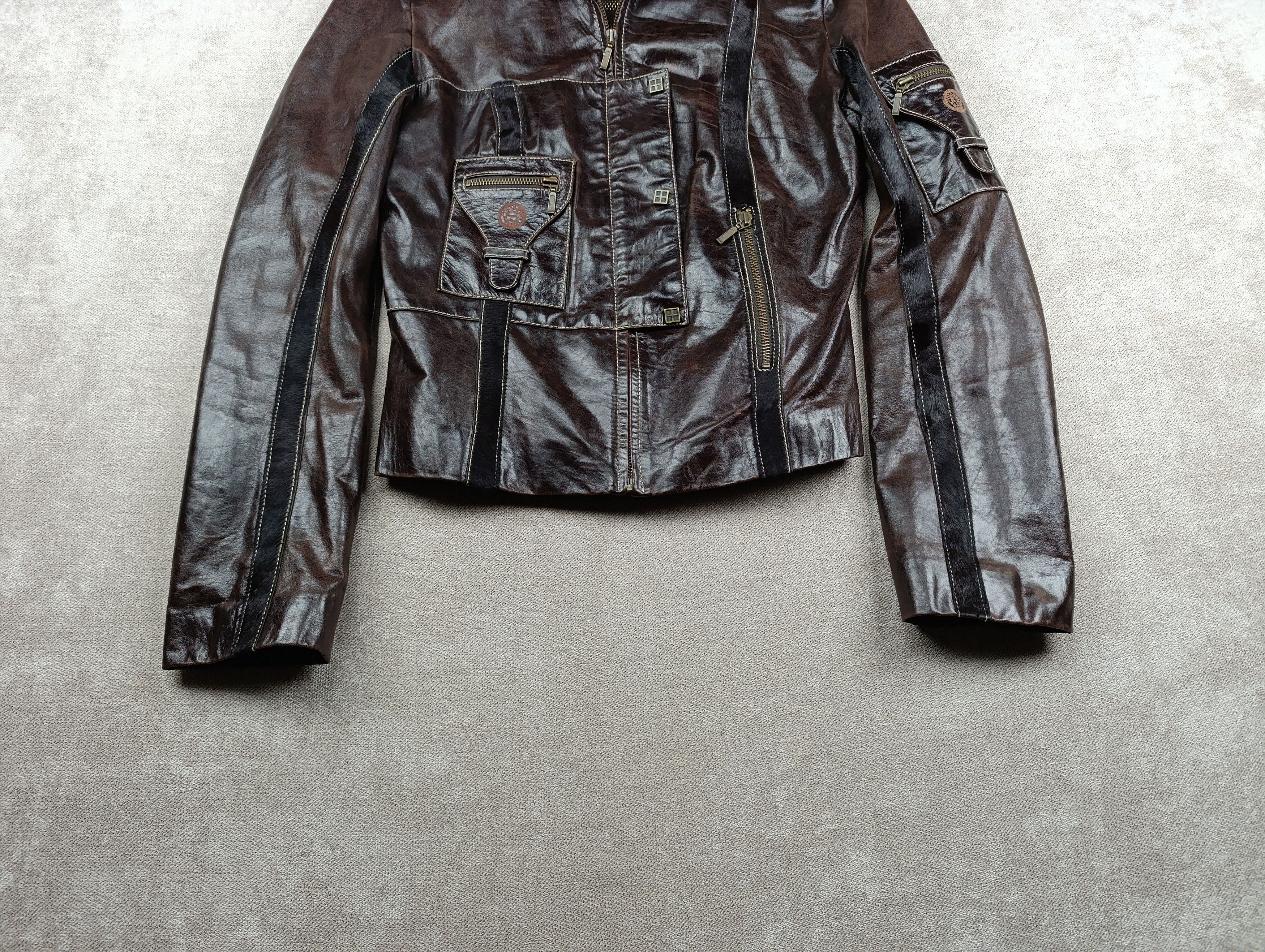 Versace Versace Womens Vintage Leather Avant-garde Jacket Size XS / US 0-2 / IT 36-38 - 3 Thumbnail